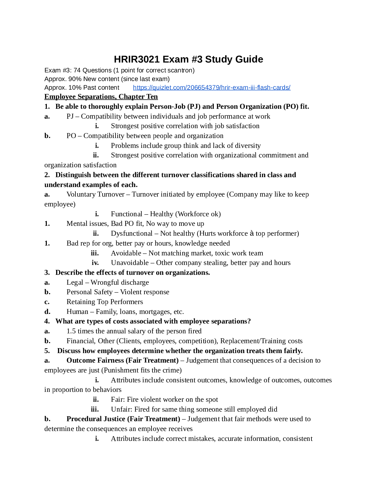 Preview image of HRIR3021 Exam #3 Study Guide document