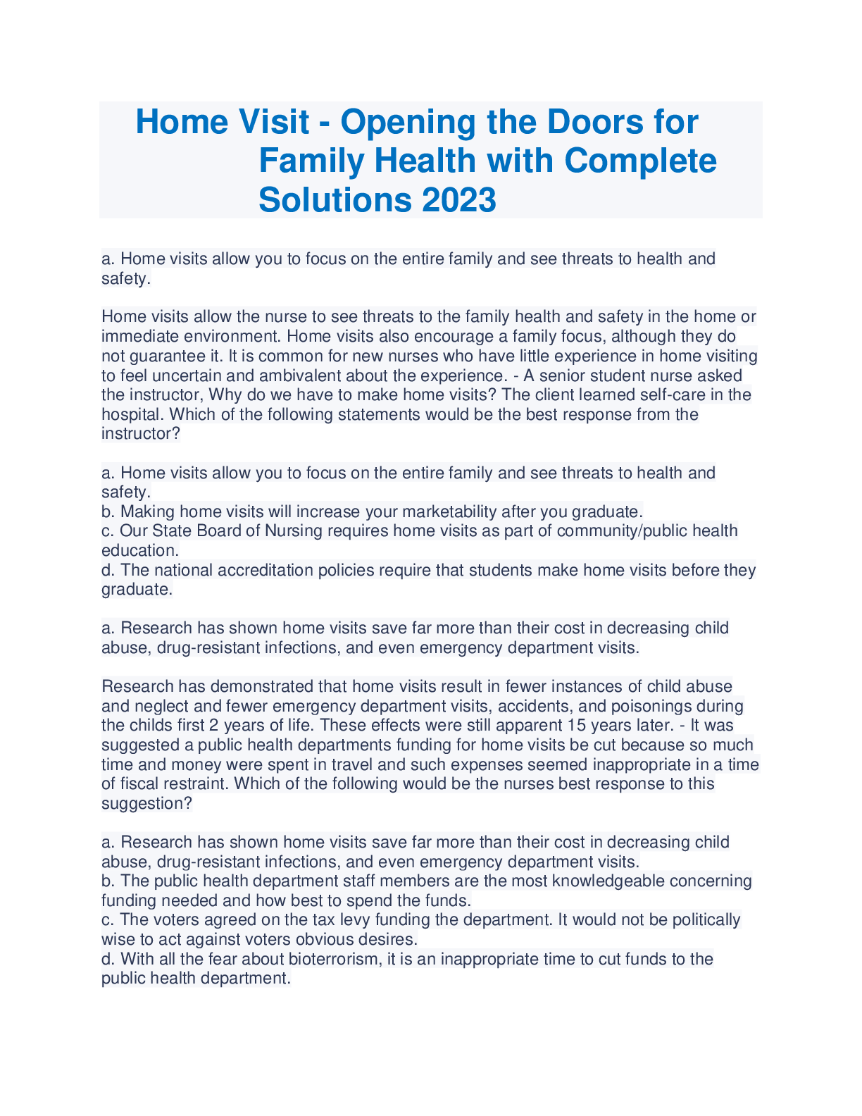 Preview image for Home Visit - Opening the Doors  for Family Health with Complete Solutions 2023