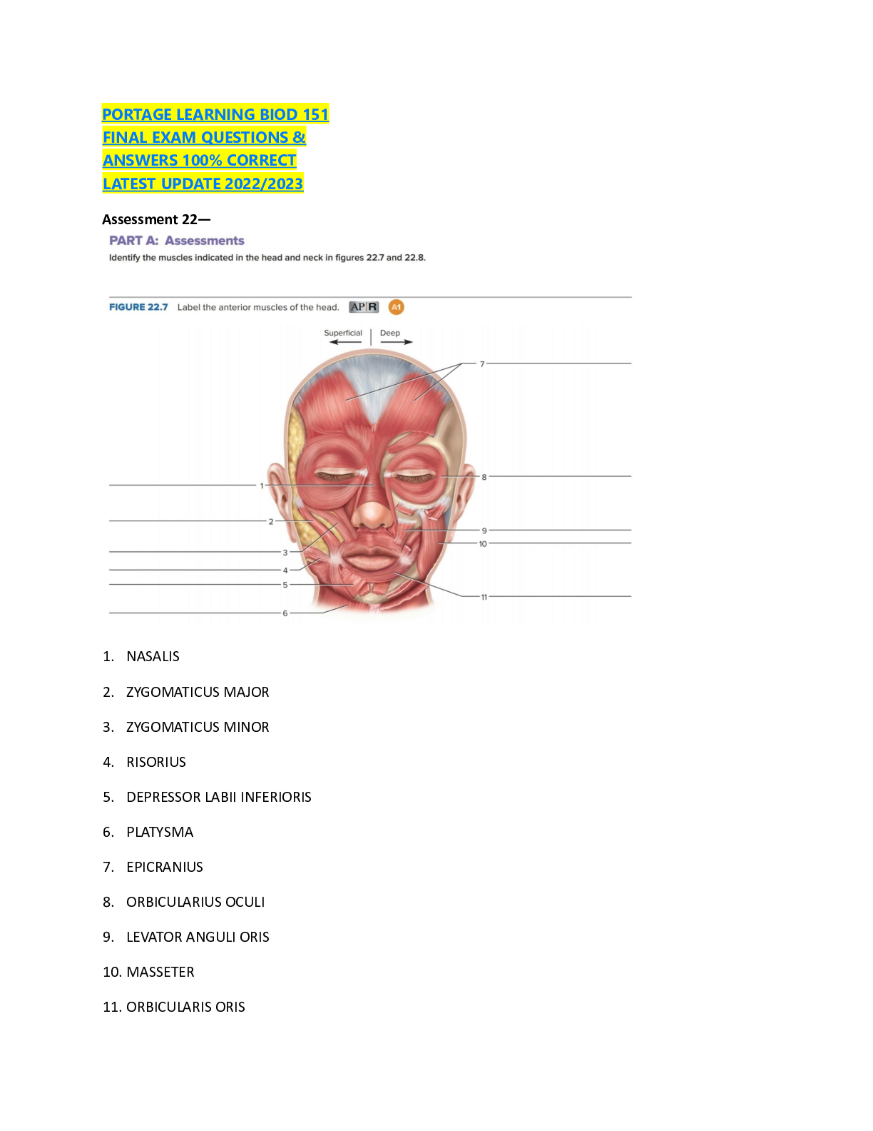 Preview image for PORTAGE LEARNING BIOD 151 FINAL EXAM QUESTIONS _ ANSWERS 100 CORRECT LATEST UPDATE 2022-2023