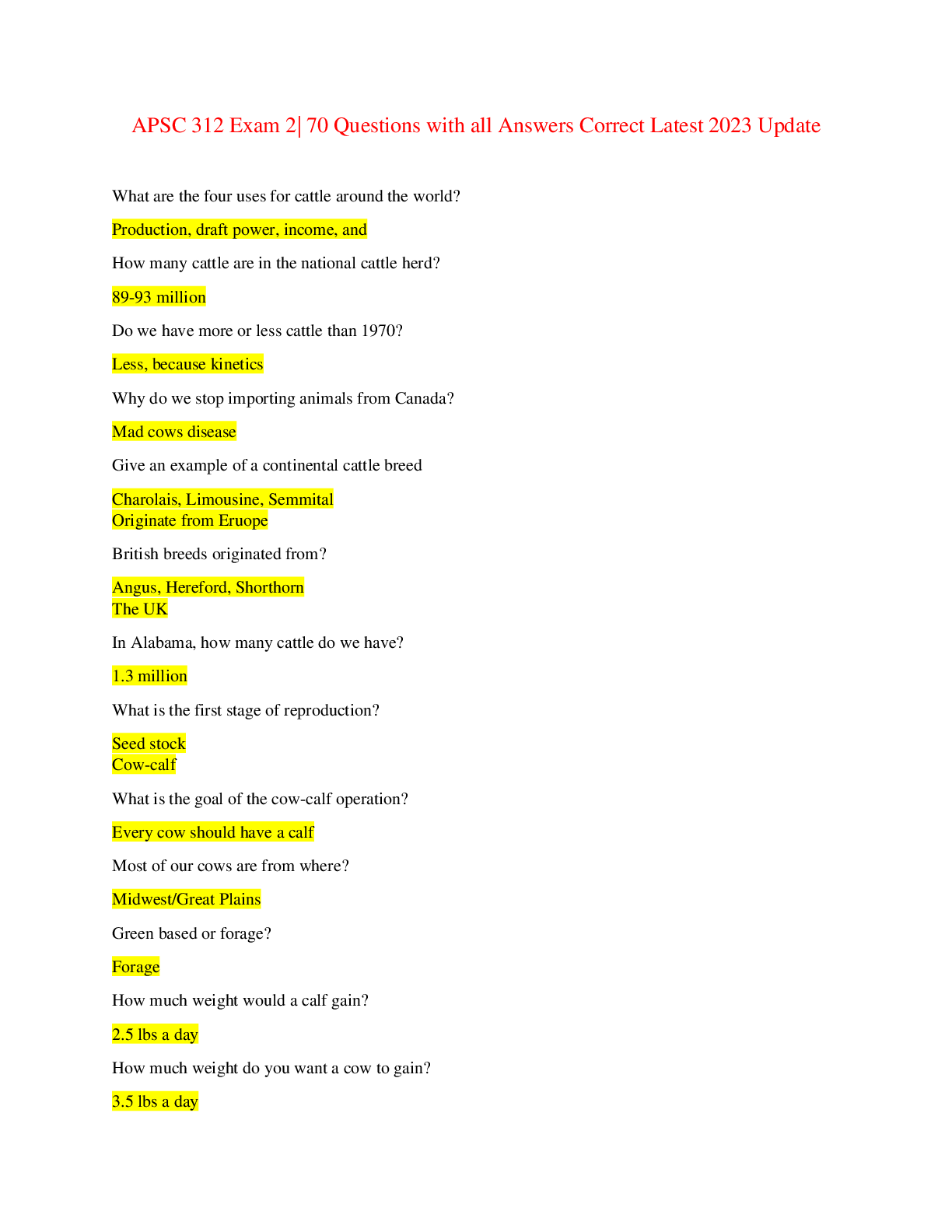 Preview image for APSC 312 Exam 2| 70 Questions with all Answers Correct Latest 2023 Update