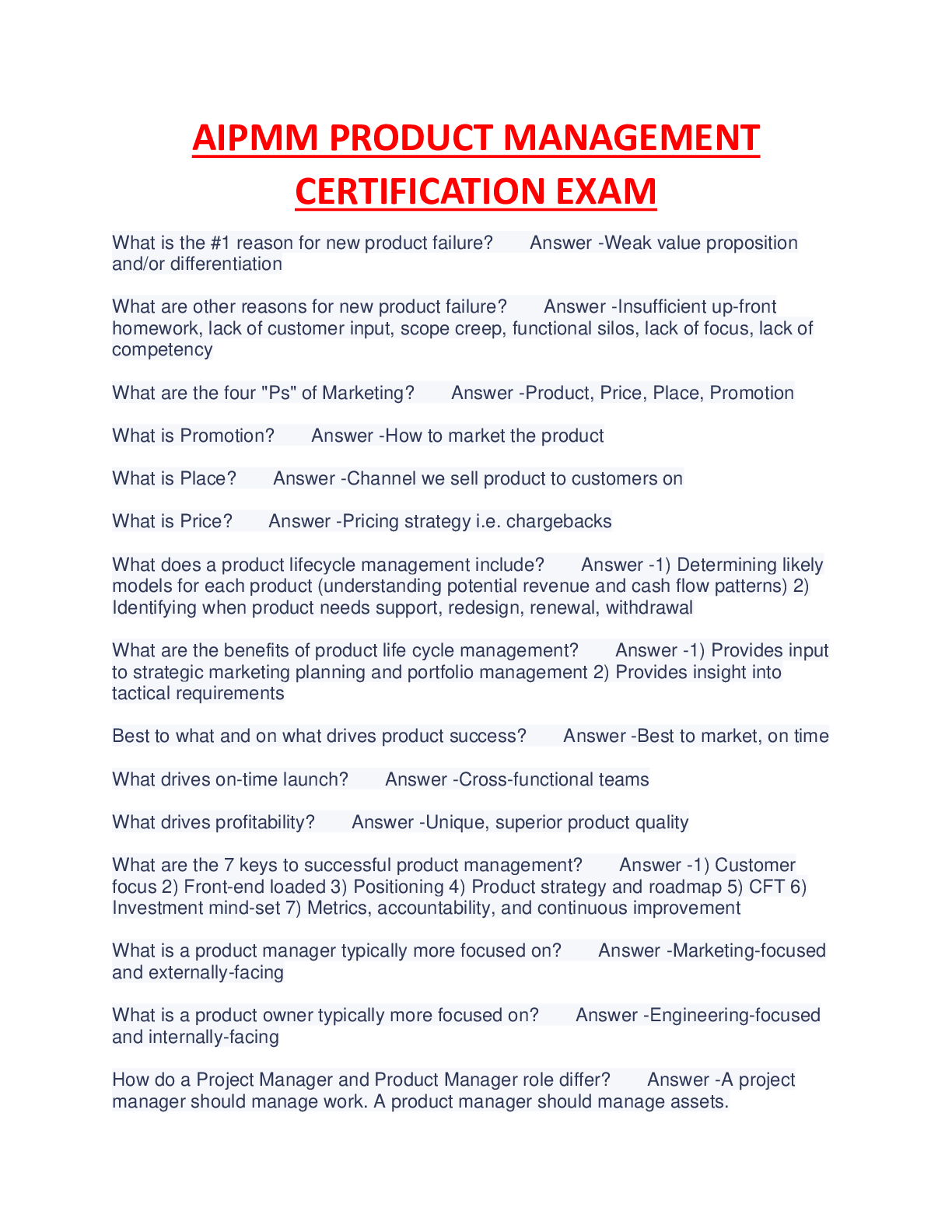 Preview image of AIPMM PRODUCT MANAGEMENT CERTIFICATION EXAM LATEST GUIDE. document