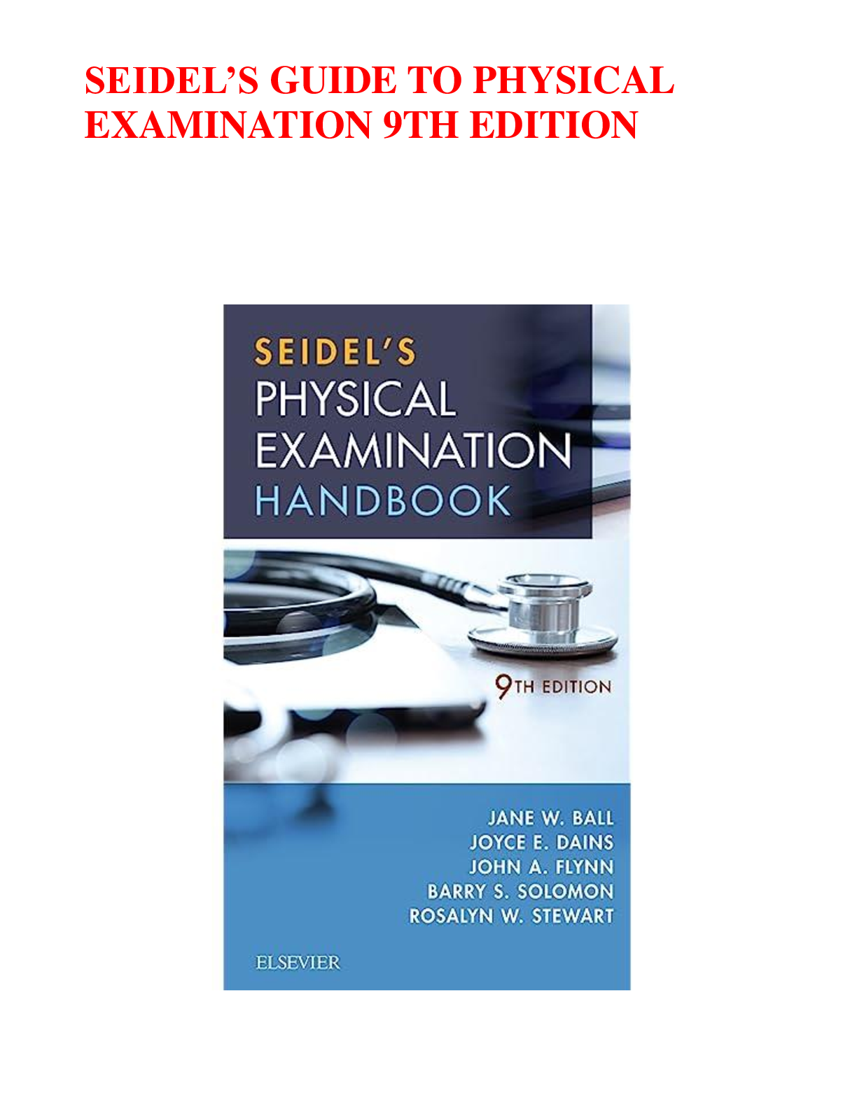 Preview image of SEIDEL’S GUIDE TO PHYSICAL EXAMINATION, 9TH EDITION document