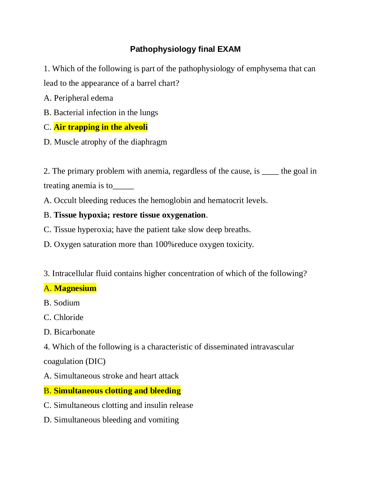 Preview image of NUR2063 Pathophysiology final EXAM document