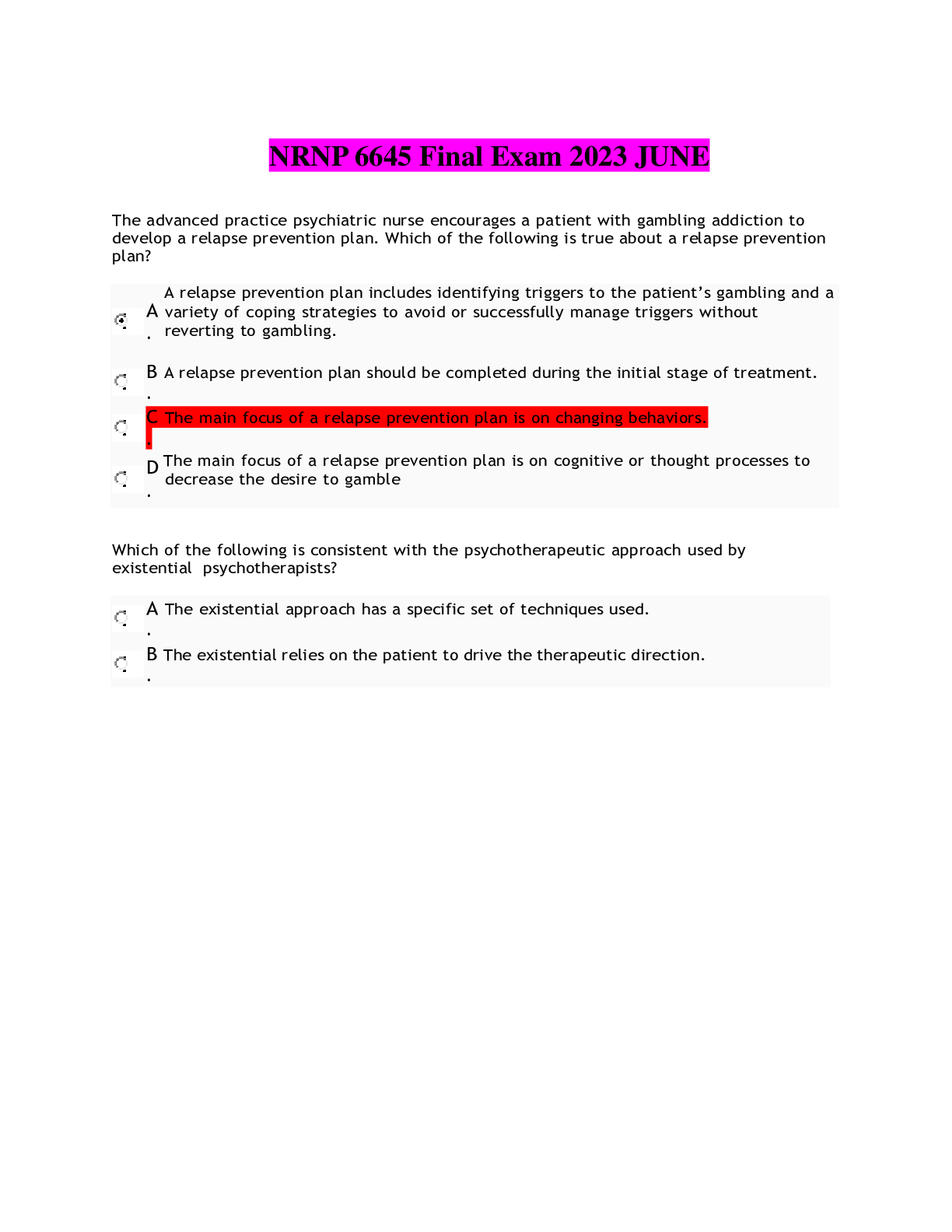 Preview image of NRNP 6645 Final Exam 2023 JUNE SOLVED SOLUTION document