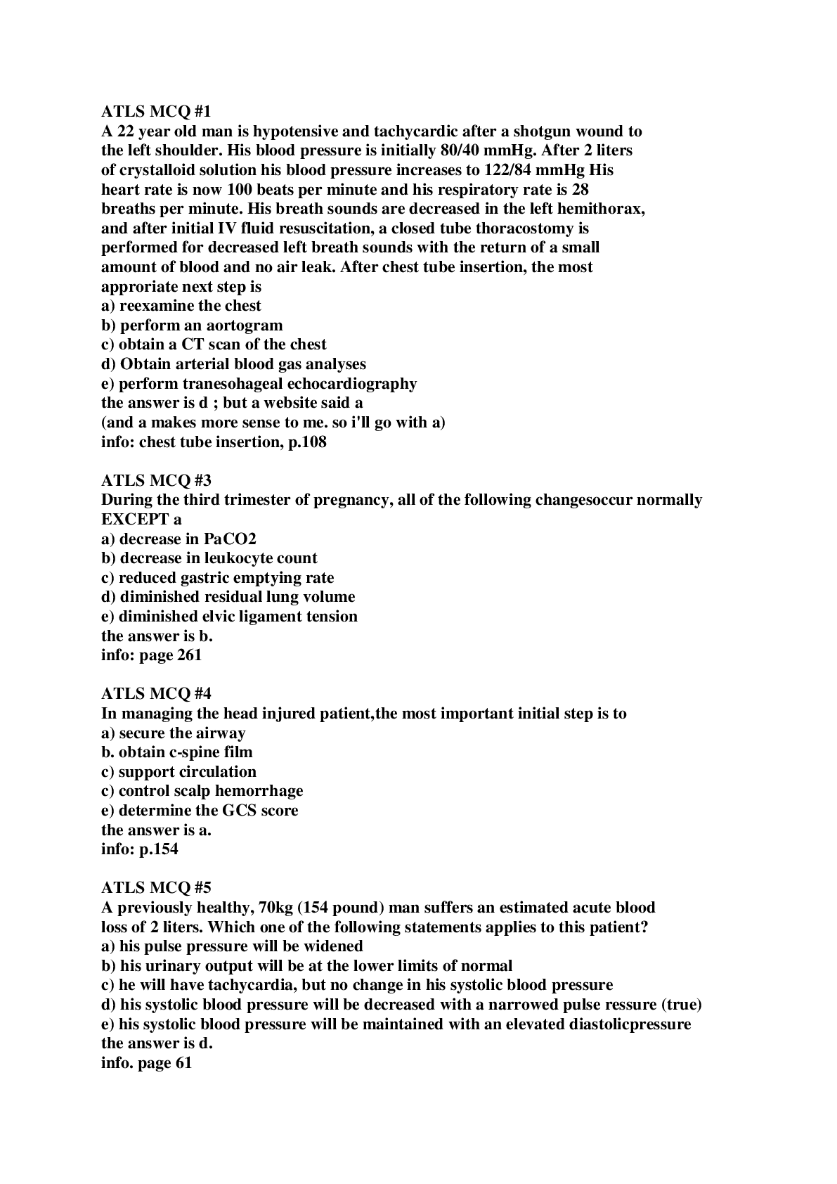Preview image for ATLS MCQ EXAM, QUESTIONS AND ANSWERS
