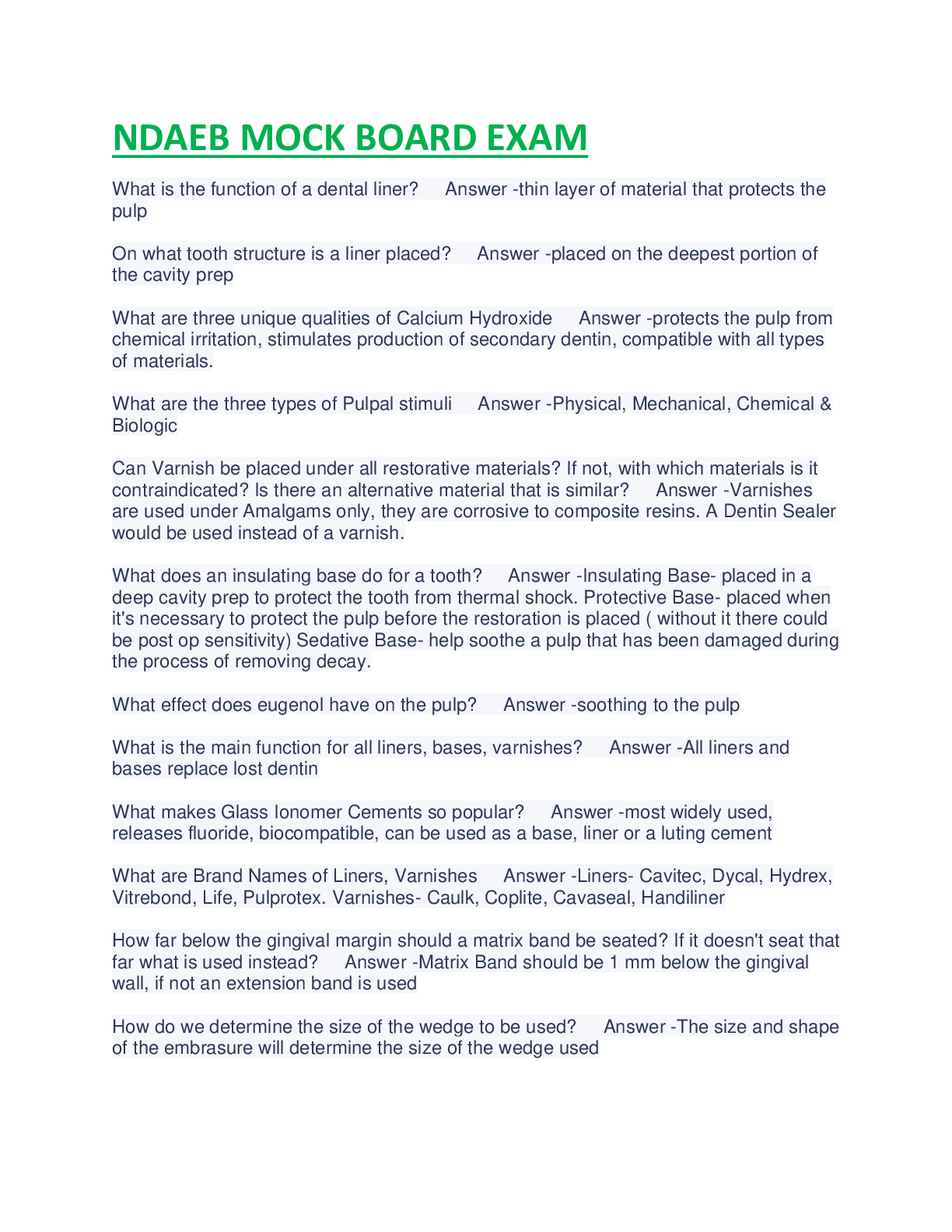 Preview of NDAEB MOCK BOARD EXAM QUESTIONS AND ANSWERS .