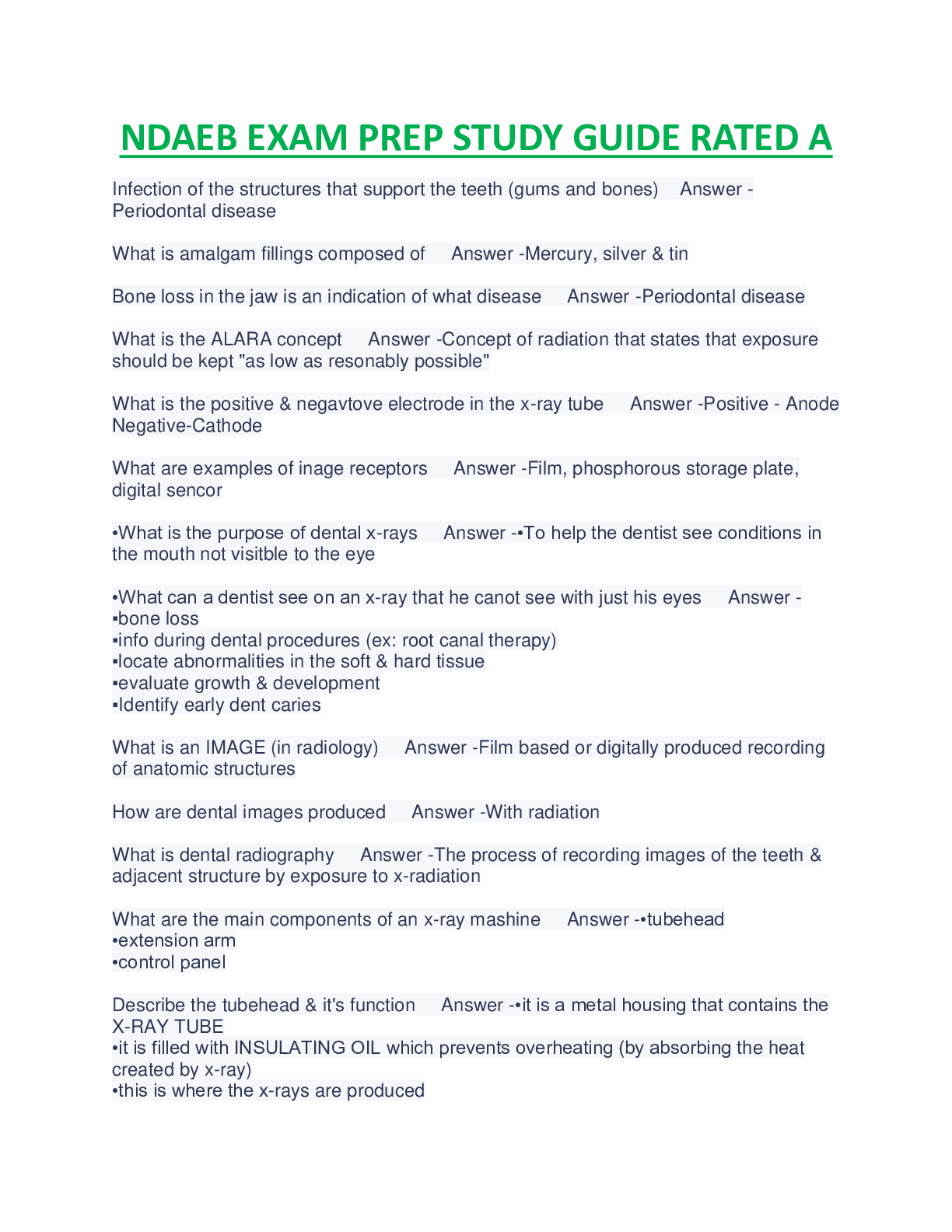 Preview image of NDAEB EXAM PREP STUDY GUIDE RATED A document