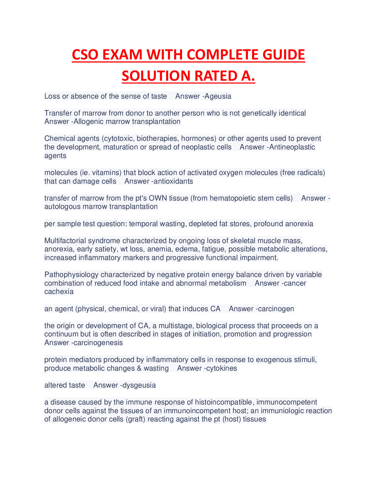 Preview image of CSO EXAM WITH COMPLETE GUIDE  SOLUTION RATED A. document