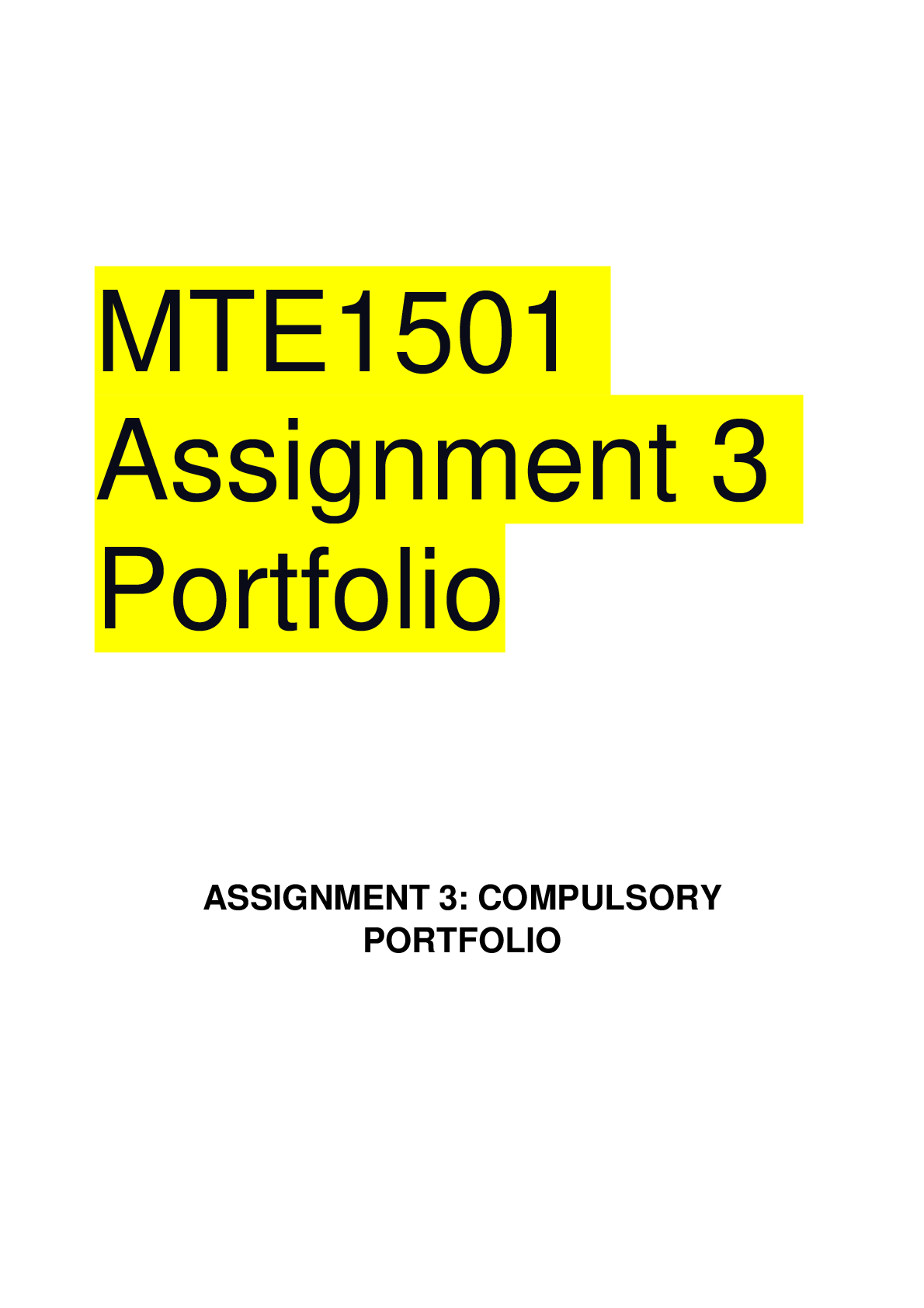 Preview image for MTE1501 Assignment 3 Portfolio
