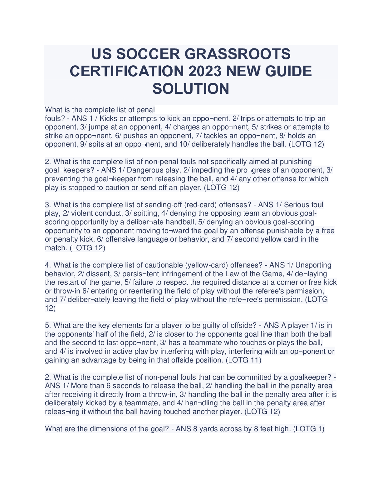 Preview image for US SOCCER GRASSROOTS CERTIFICATION 2023 NEW GUIDE SOLUTION