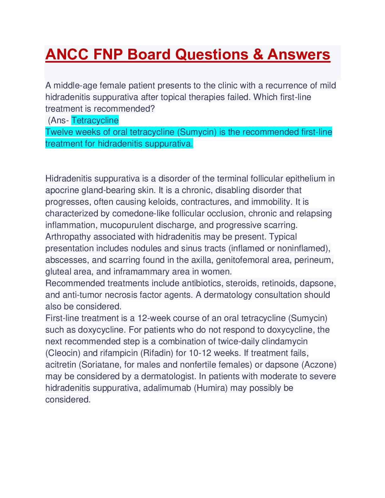 Preview of ANCC FNP Board Questions & Answers: Latest Updated A+ Guide