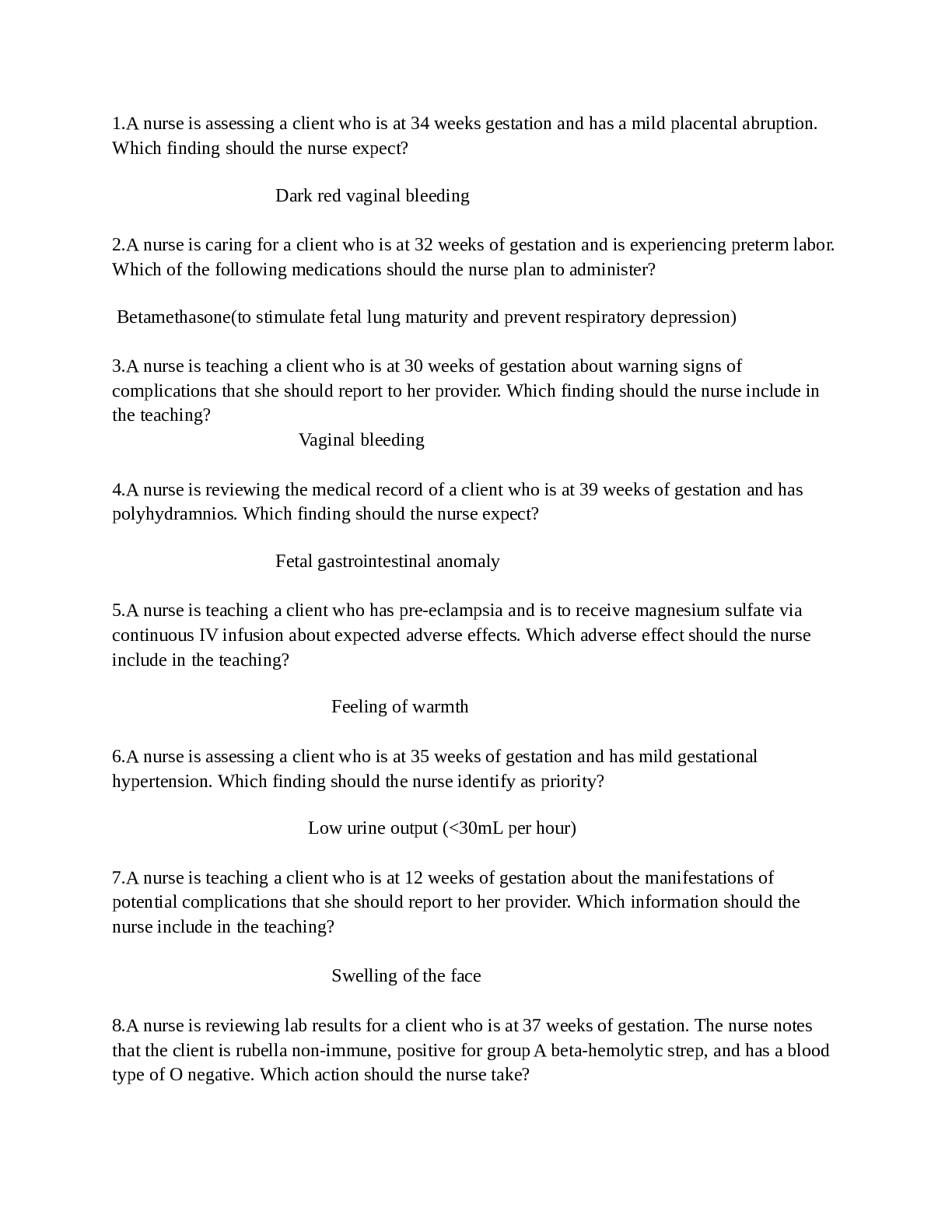 Preview image of ATI Maternal Newborn quiz 1 & 2 document