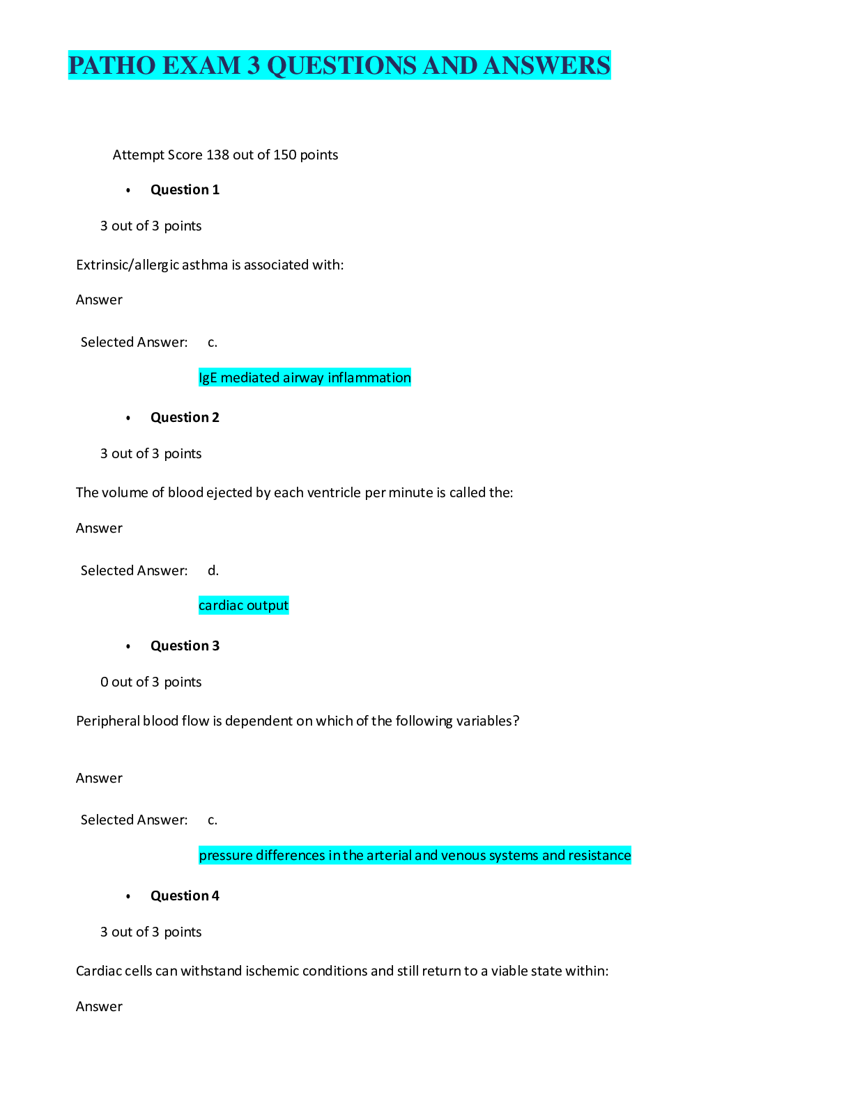Preview image for PATHO EXAM 3 QUESTIONS AND ANSWERS