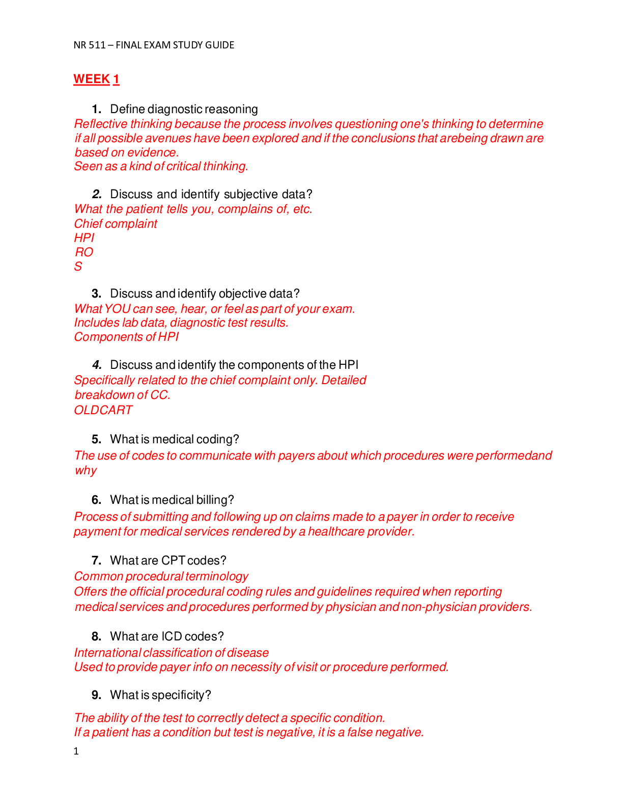 Preview image of NR 511 Final Exam Study Guide Week 1, 2, 3, 5 & 6 document