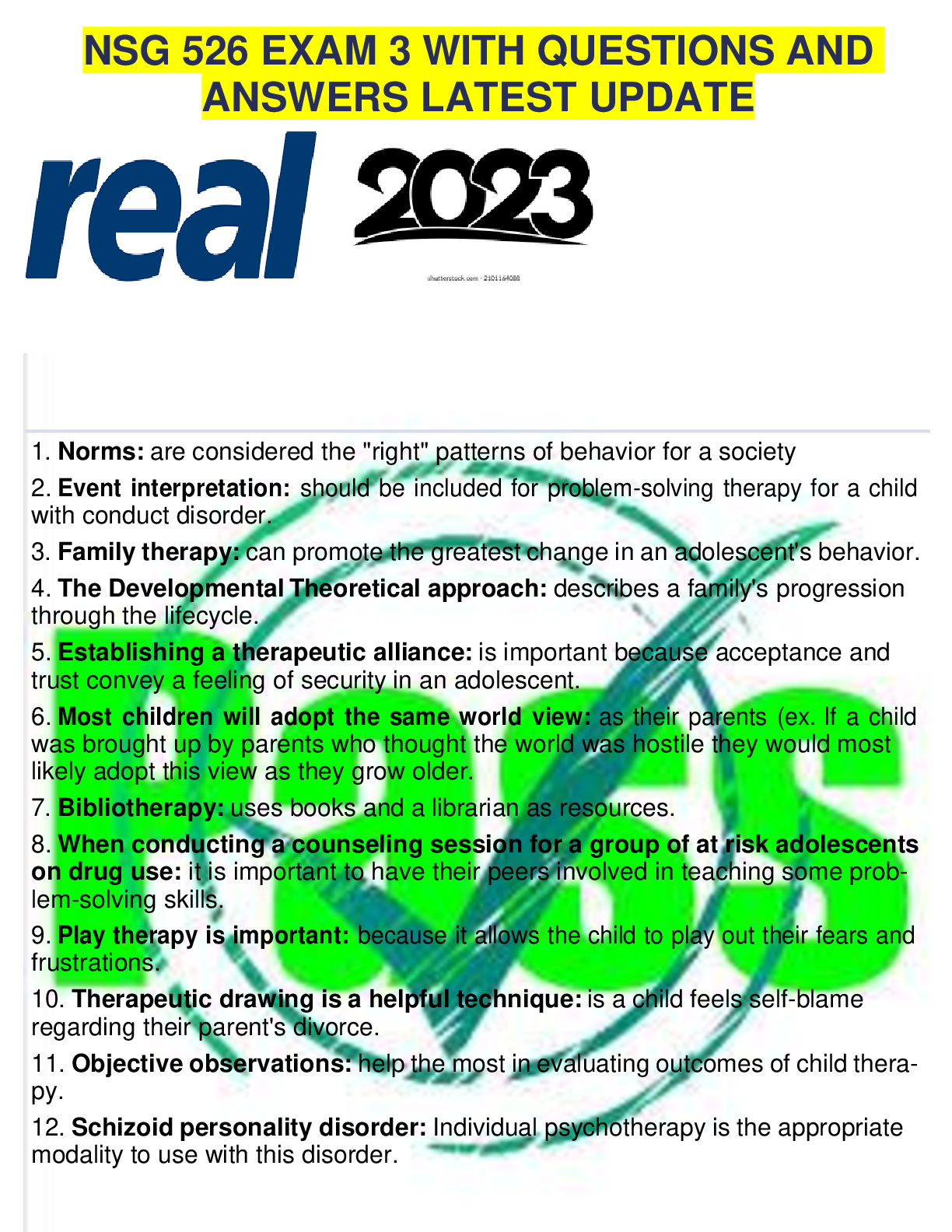 Preview image for NSG 526 EXAM 3 WITH QUESTIONS AND ANSWERS LATEST UPDATE