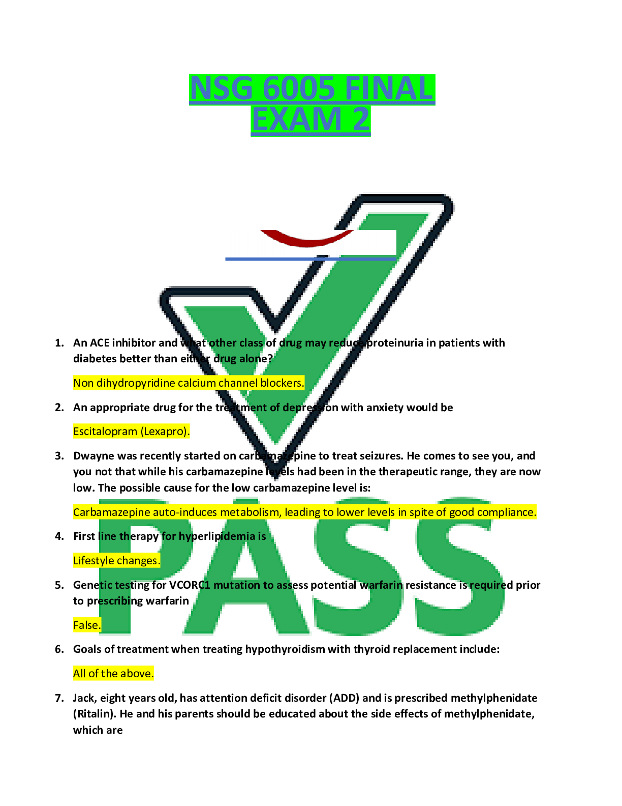 Preview image for NSG 6005 FINAL EXAM 2