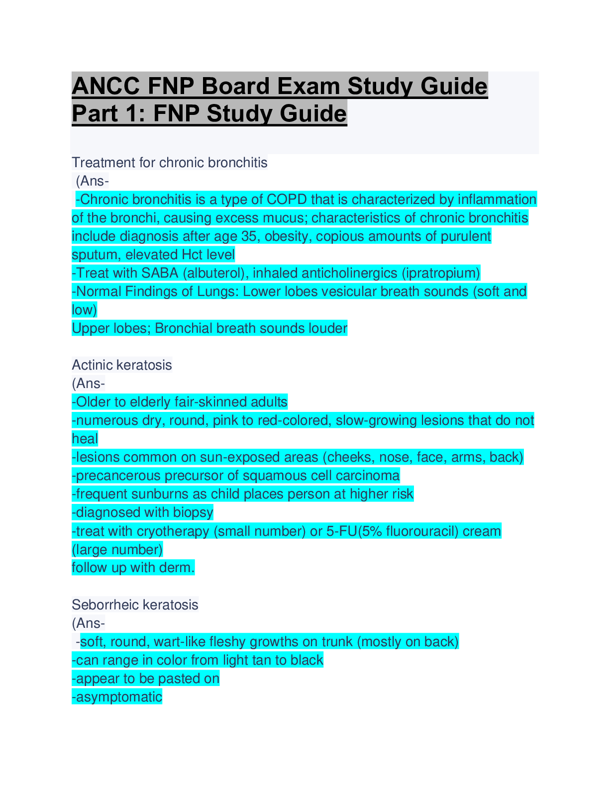 Preview of ANCC FNP Board Exam Study Guide Part 1: FNP Study Guide: Guaranteed A+ Guide