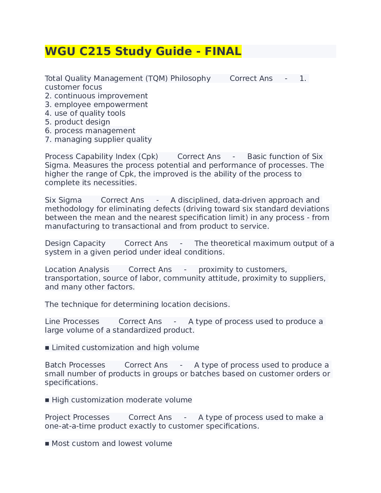 Preview image of WGU C215 Study Guide - FINAL 2023 document