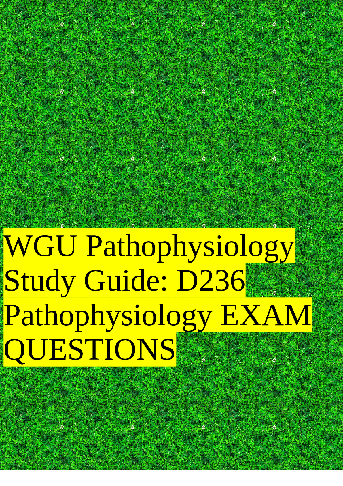 Preview image of WGU PathophysiologyStudy Guide D236Pathophysiology EXAMQUESTIONS document