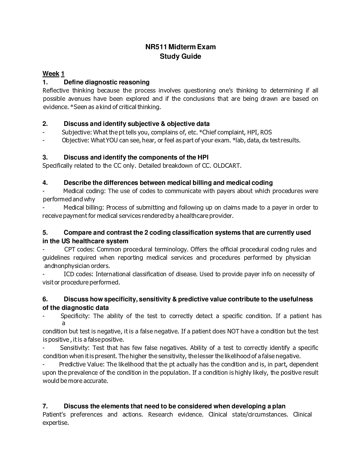 Preview image of NR 511 Midterm Exam Study Guide.. document