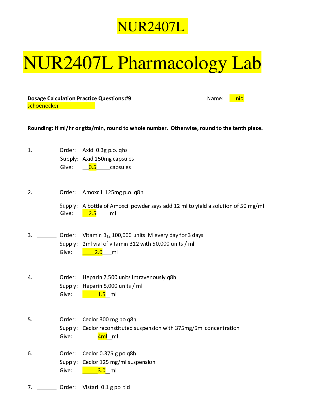 Preview image for NUR2407L Pharmacology Lab
