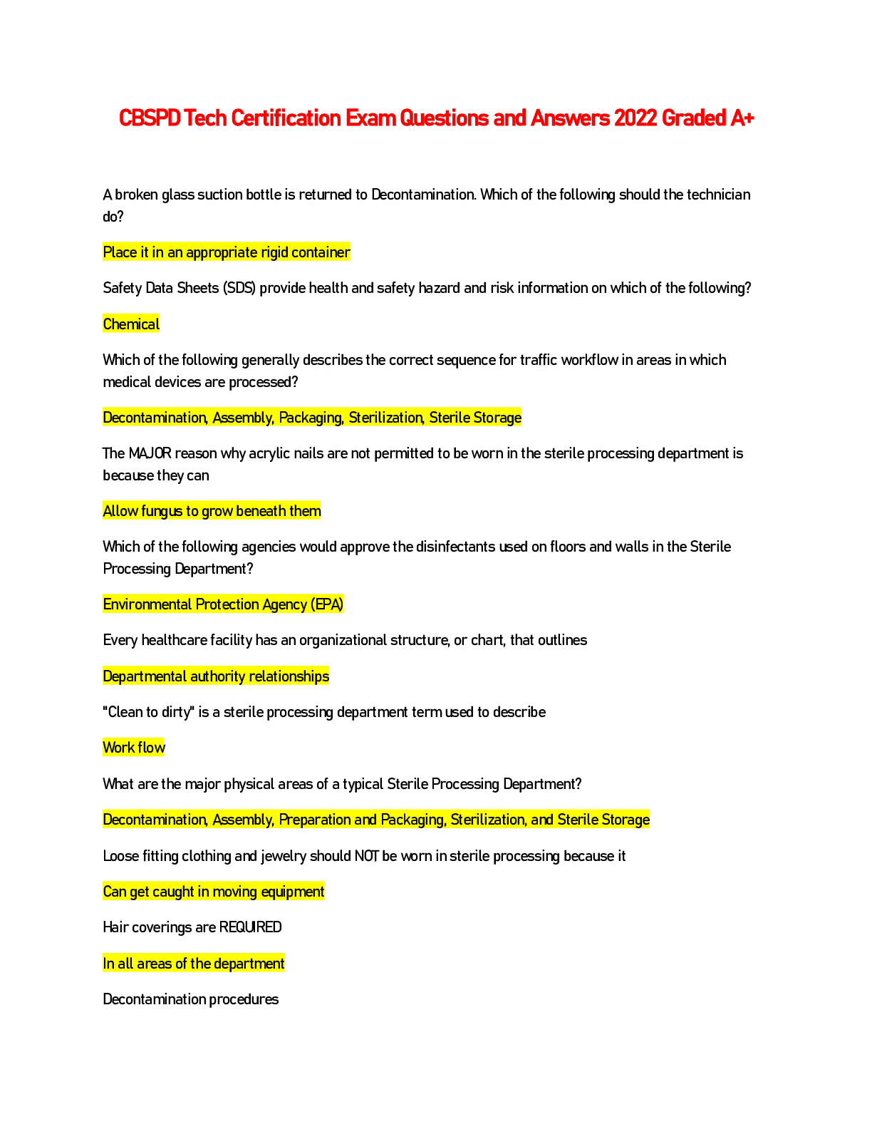 Preview image for CBSPD Tech Certification Exam Questions and Answers 2022 Graded A+