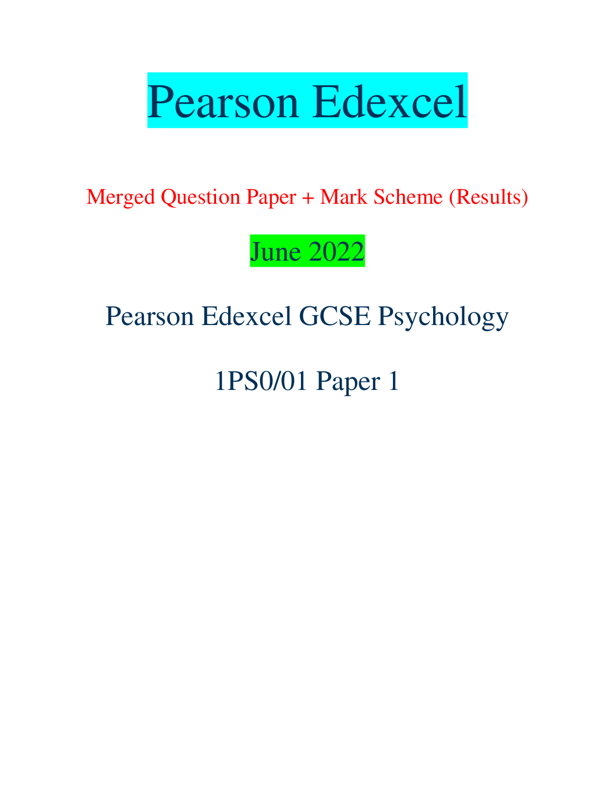 Pearson Edexcel Merged Question Paper + Mark Scheme (Results) June 2 ...