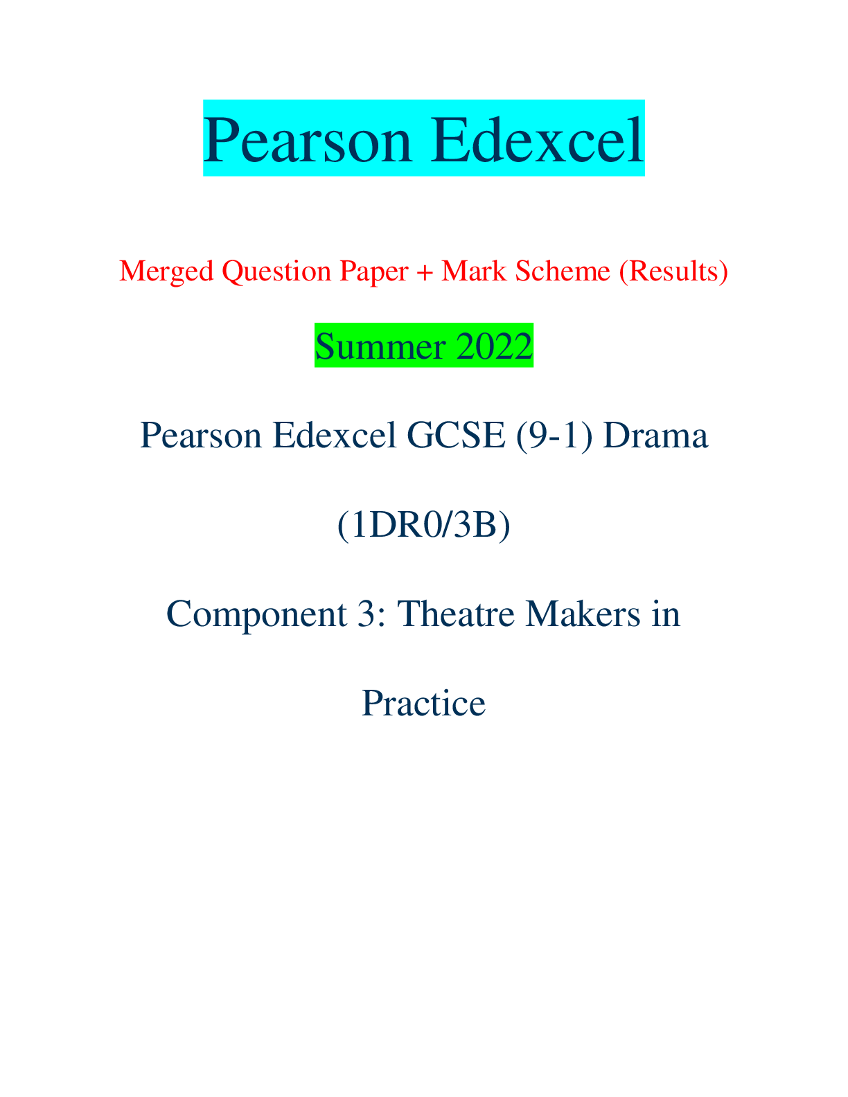 Pearson Edexcel Merged Question Paper + Mark Scheme (Results) Summer ...