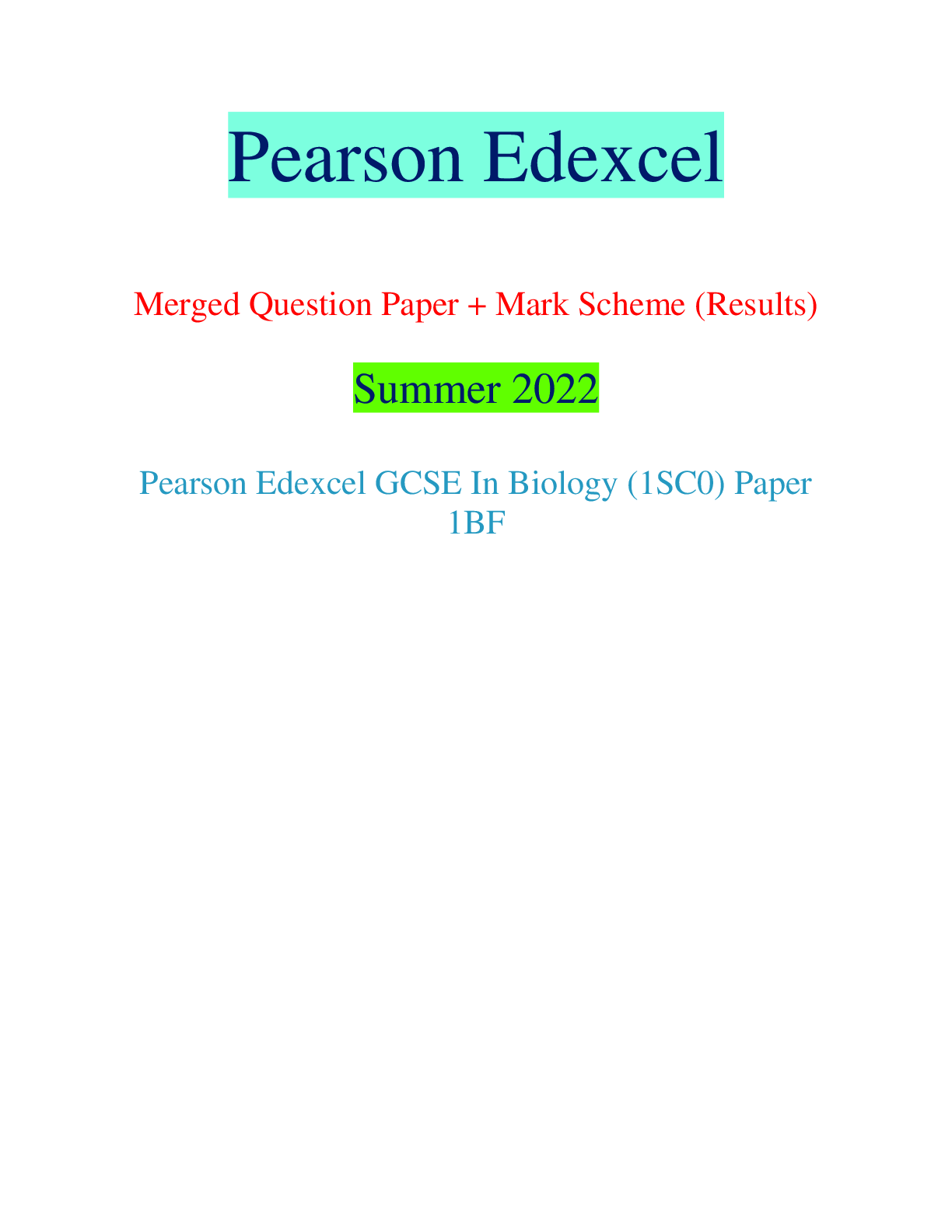 Pearson Edexcel Merged Question Paper + Mark Scheme (Results) Summer ...