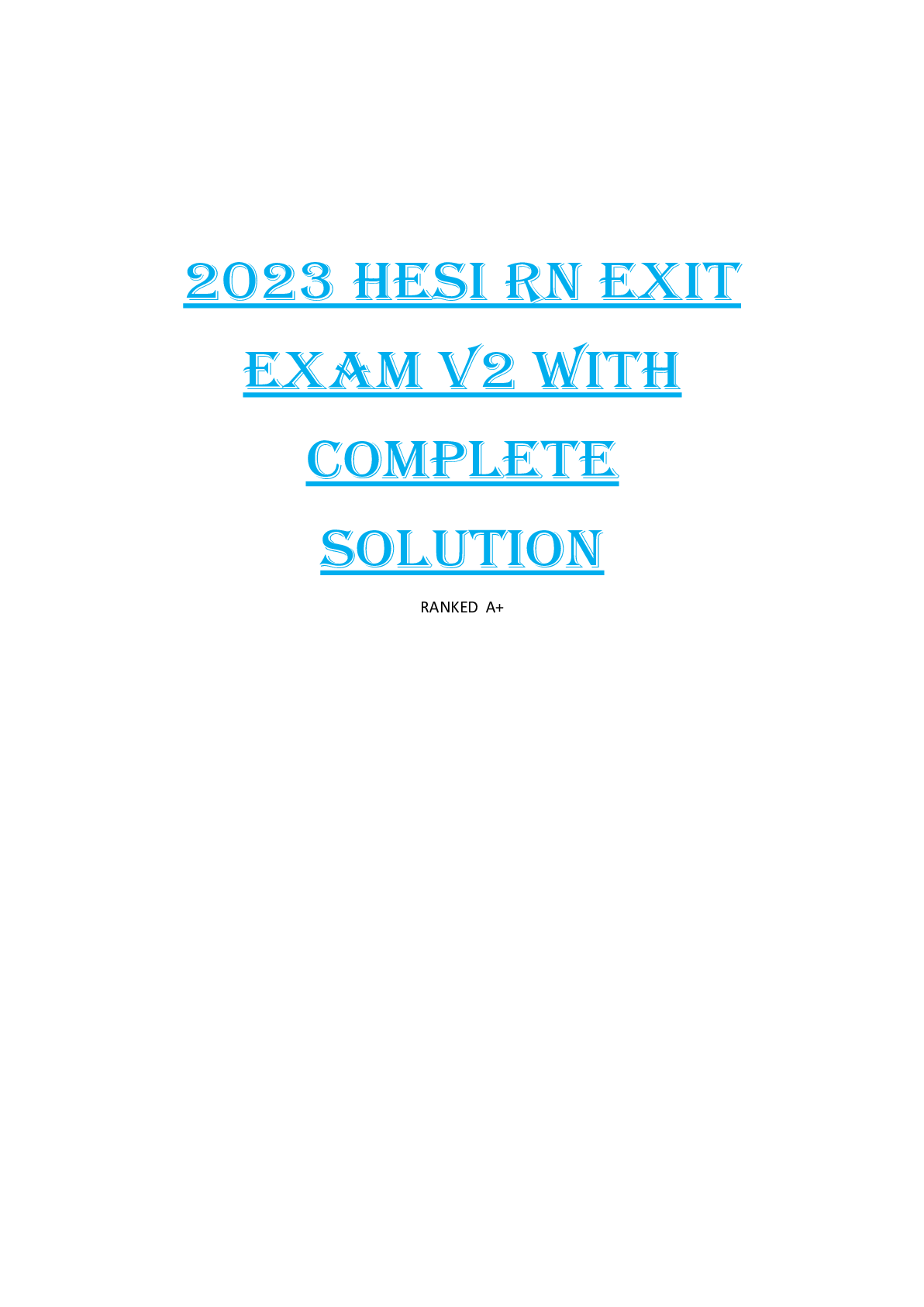 Preview image of 2023 HESI RN EXIT EXAM V2 WITH COMPLETE SOLUTION document