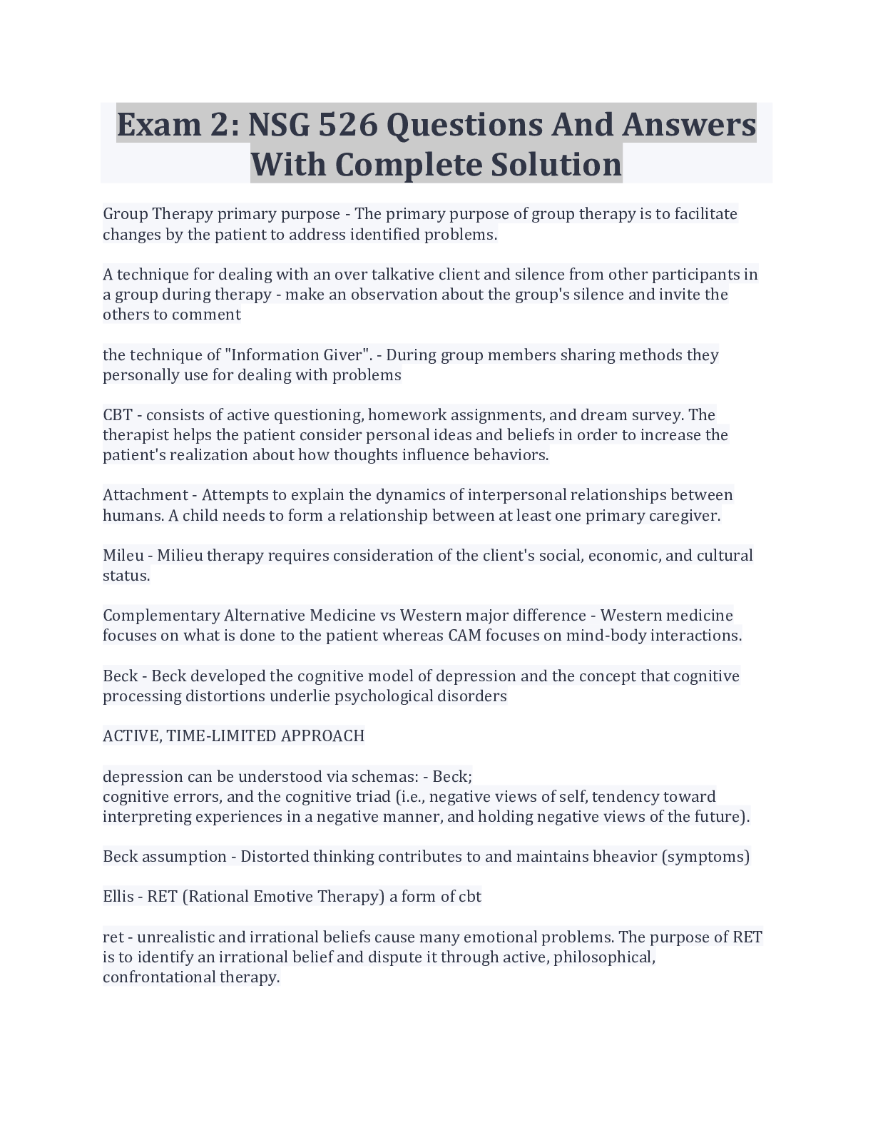 Exam 2: NSG 526 Questions And Answers With Complete Solution ...