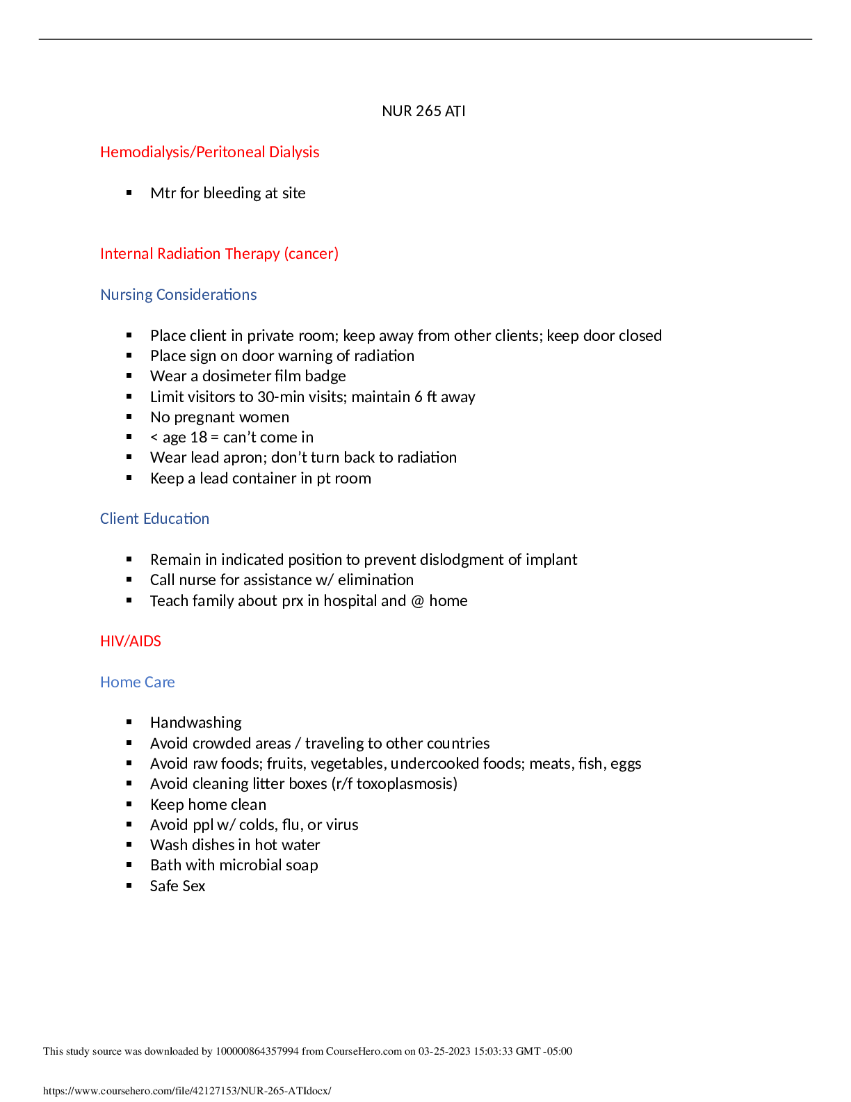 Preview image of NUR 265 ATI EXAM 1(All Correct) document