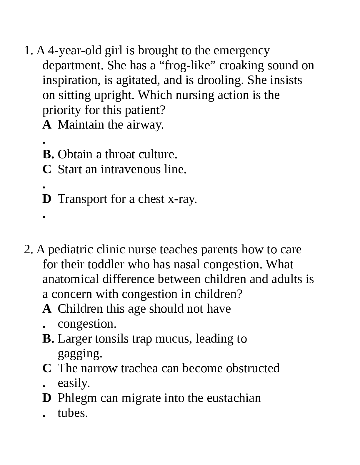 Preview image of NURS 271 Practice Pediatric QNS document