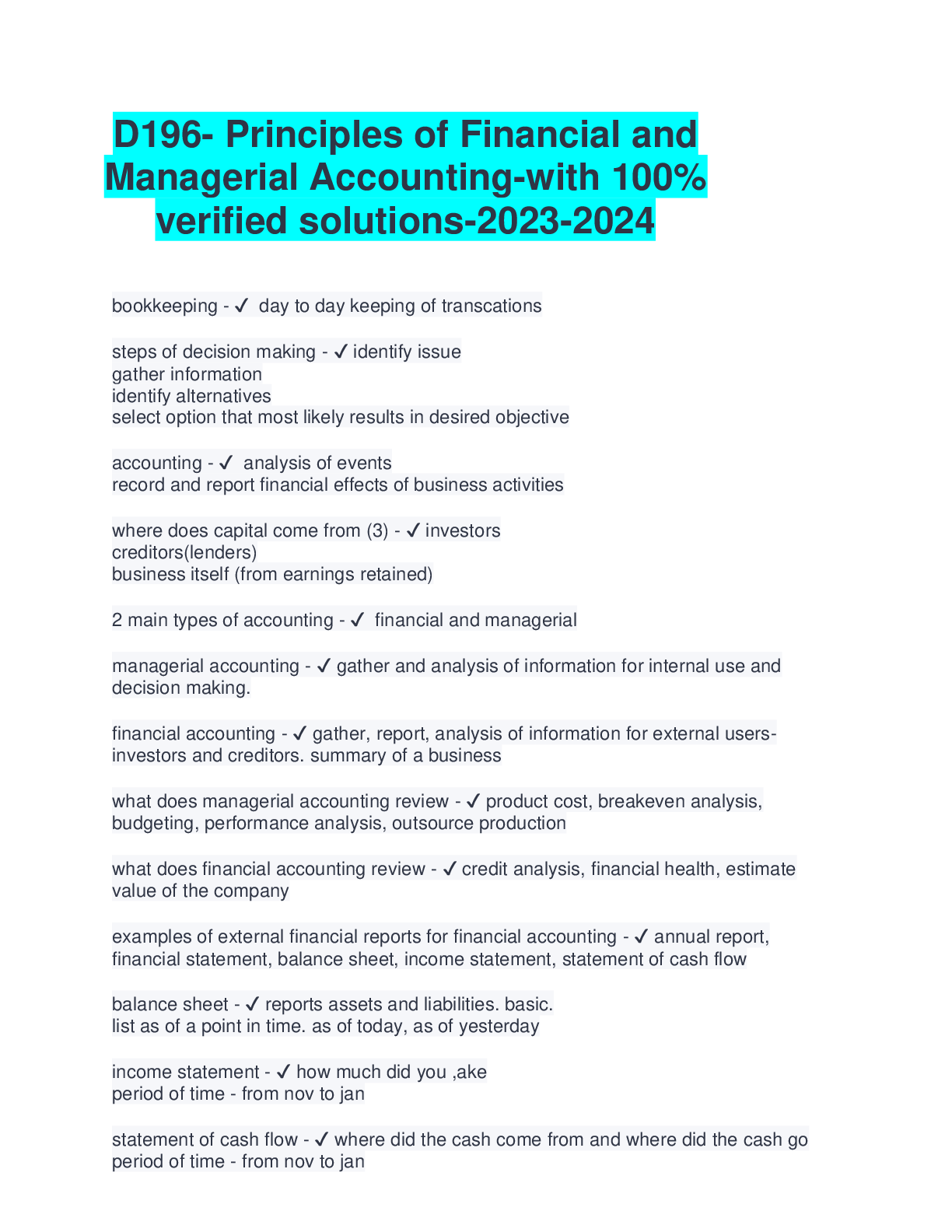 Preview image for D196- Principles of Financial and Managerial Accounting-with 100% verified solutions-2023-2024