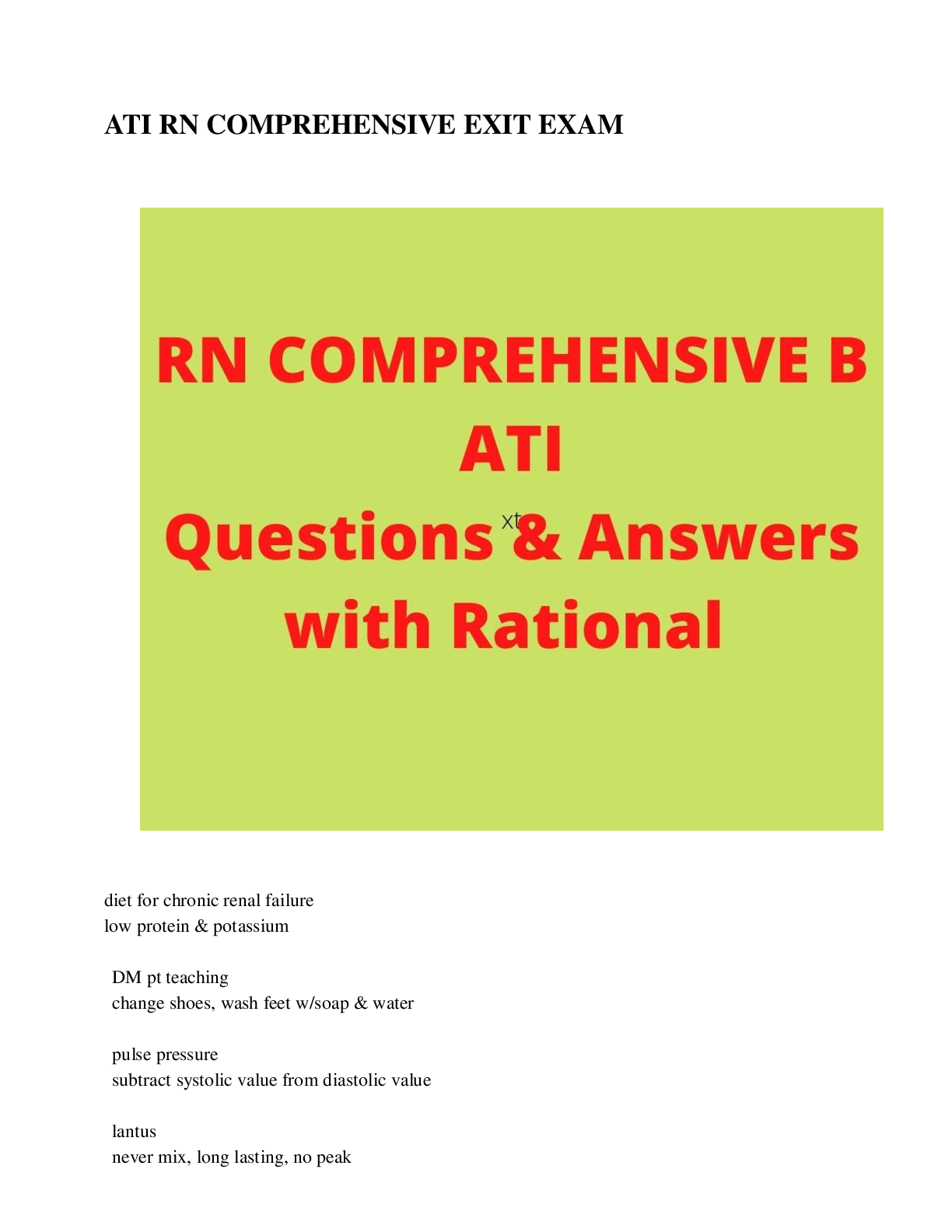 Preview image for ATI RN COMPREHENSIVE EXIT EXAM