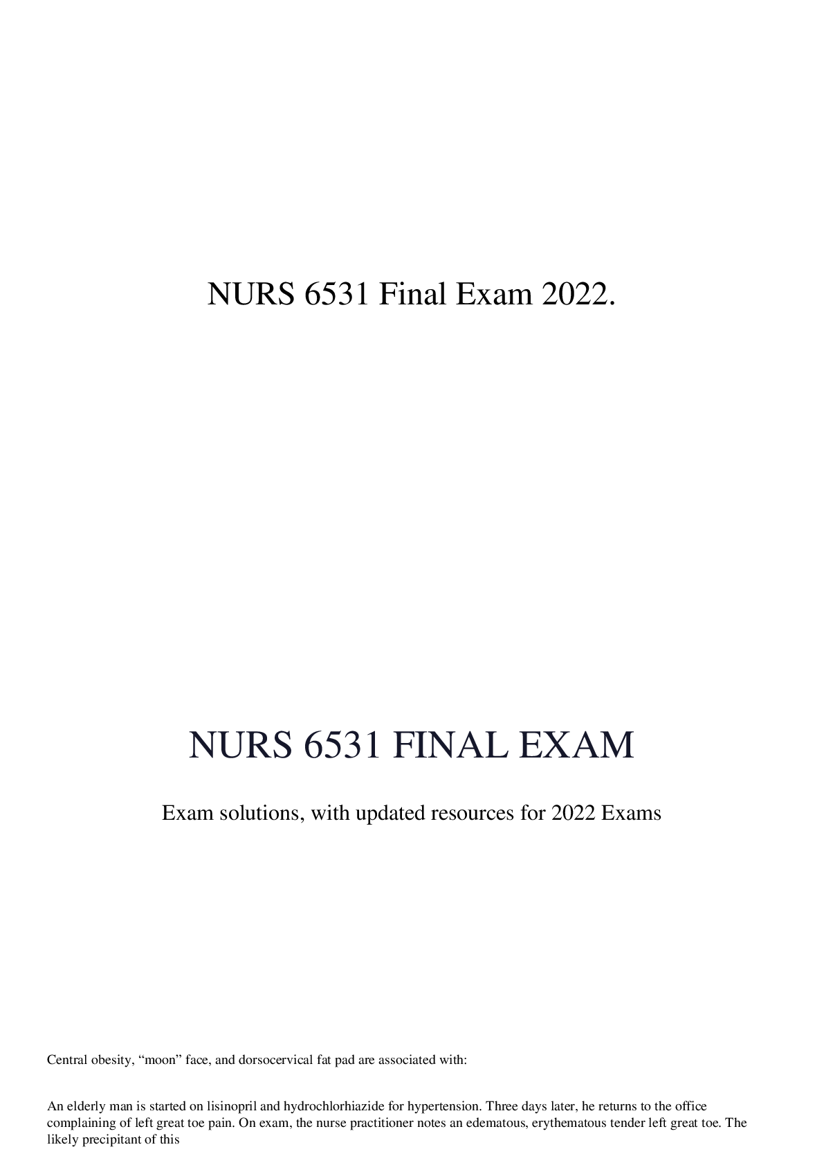 Preview image of Nurs 6531 final exam 2022 document
