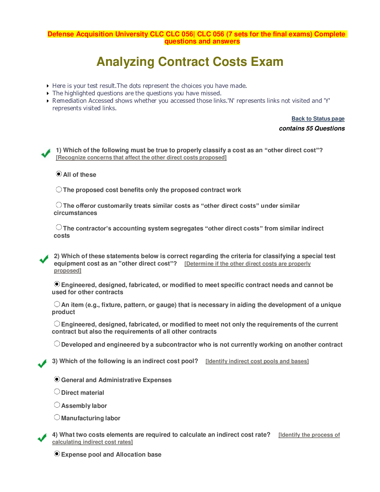 Preview image for Defense Acquisition University CLC CLC 056| CLC 056 (7 sets for the final exams) Complete questions and answers