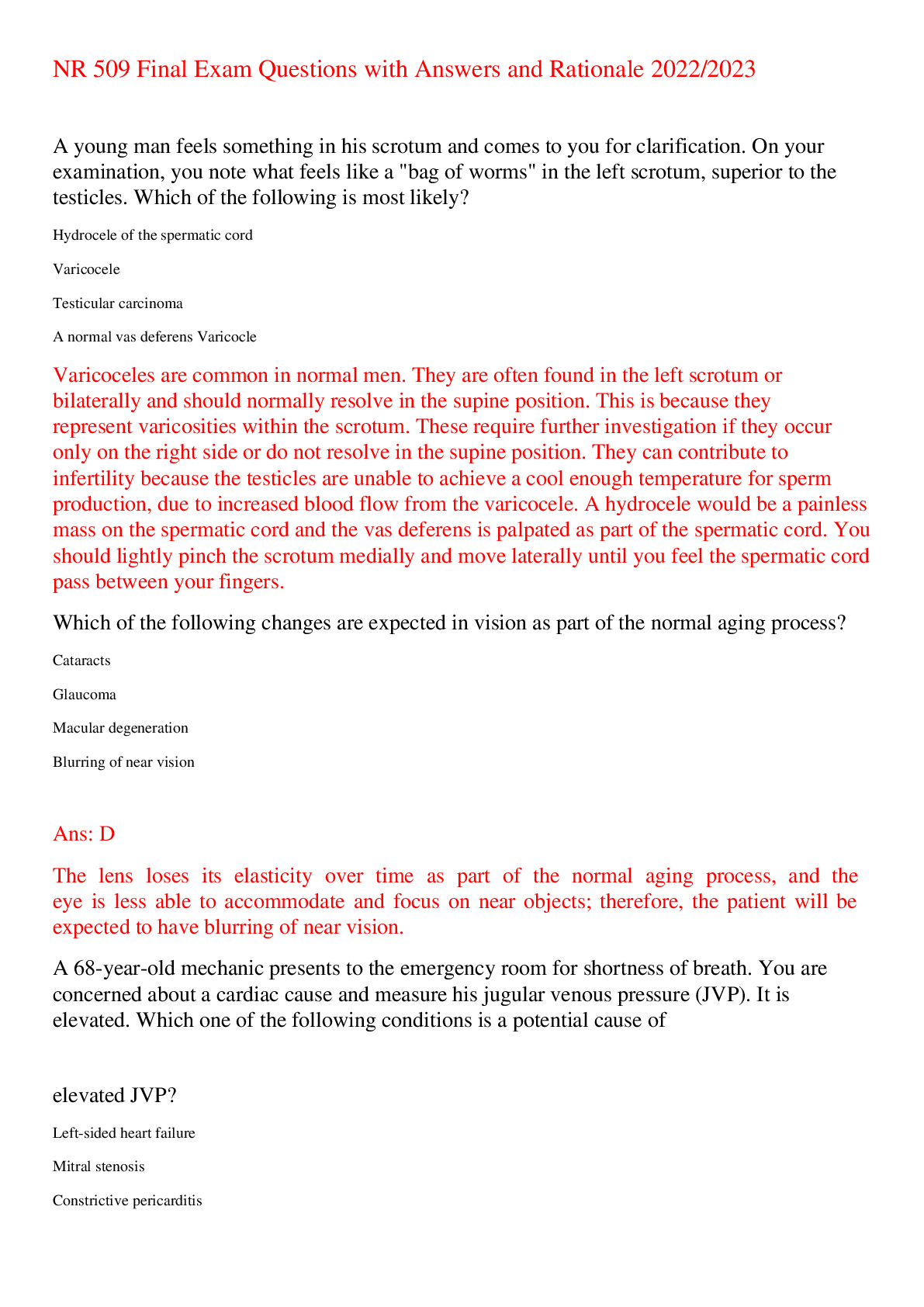 Preview image for NR 509 Final Exam Questions with Answers and Rationale 2022/2023,100% CORRECT