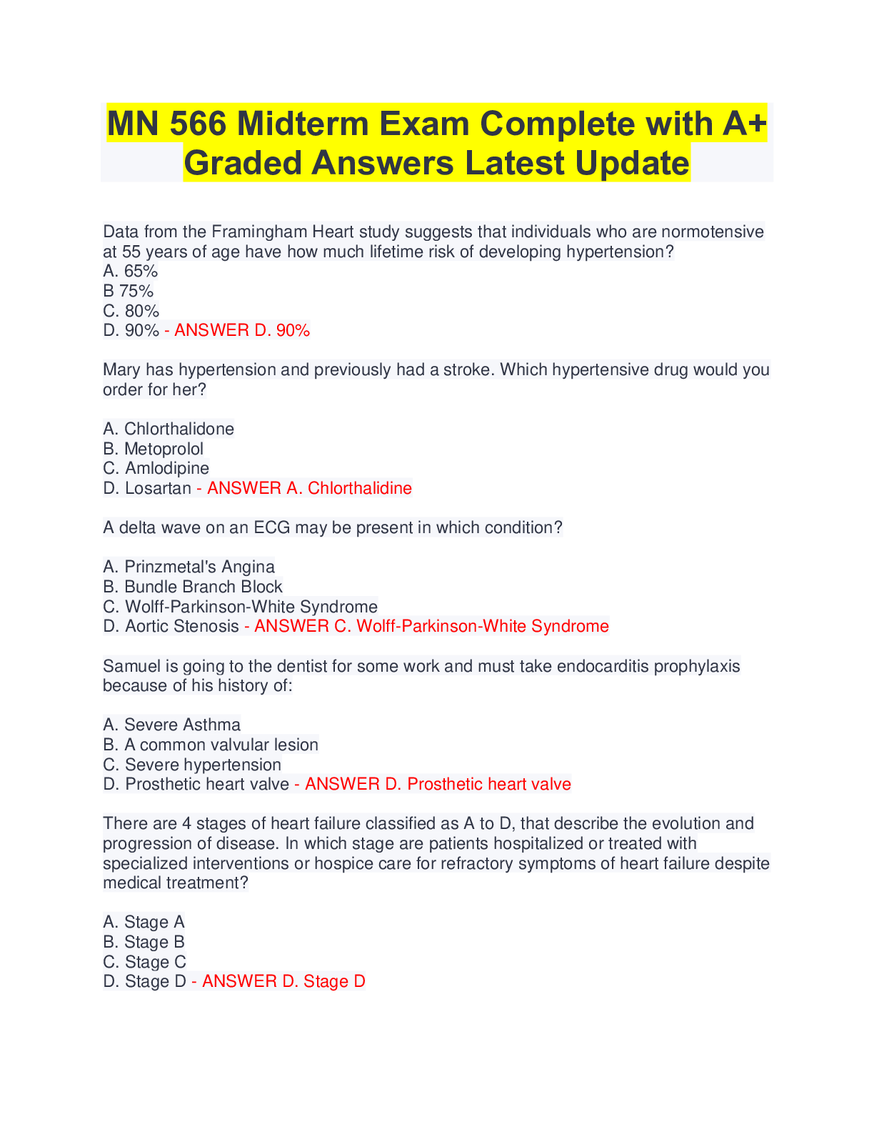 Preview image for MN 566 Midterm Exam Complete with A+ Graded Answers Latest Update