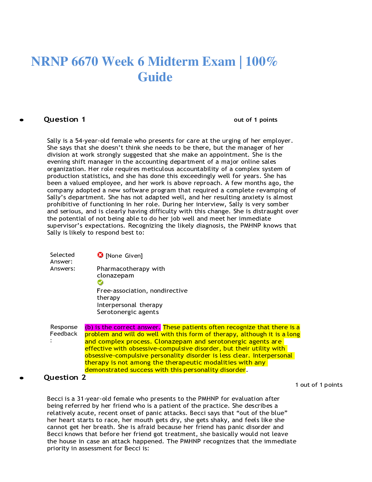 Preview image for NRNP 6670 Week 6 Midterm Exam | 100% Guide