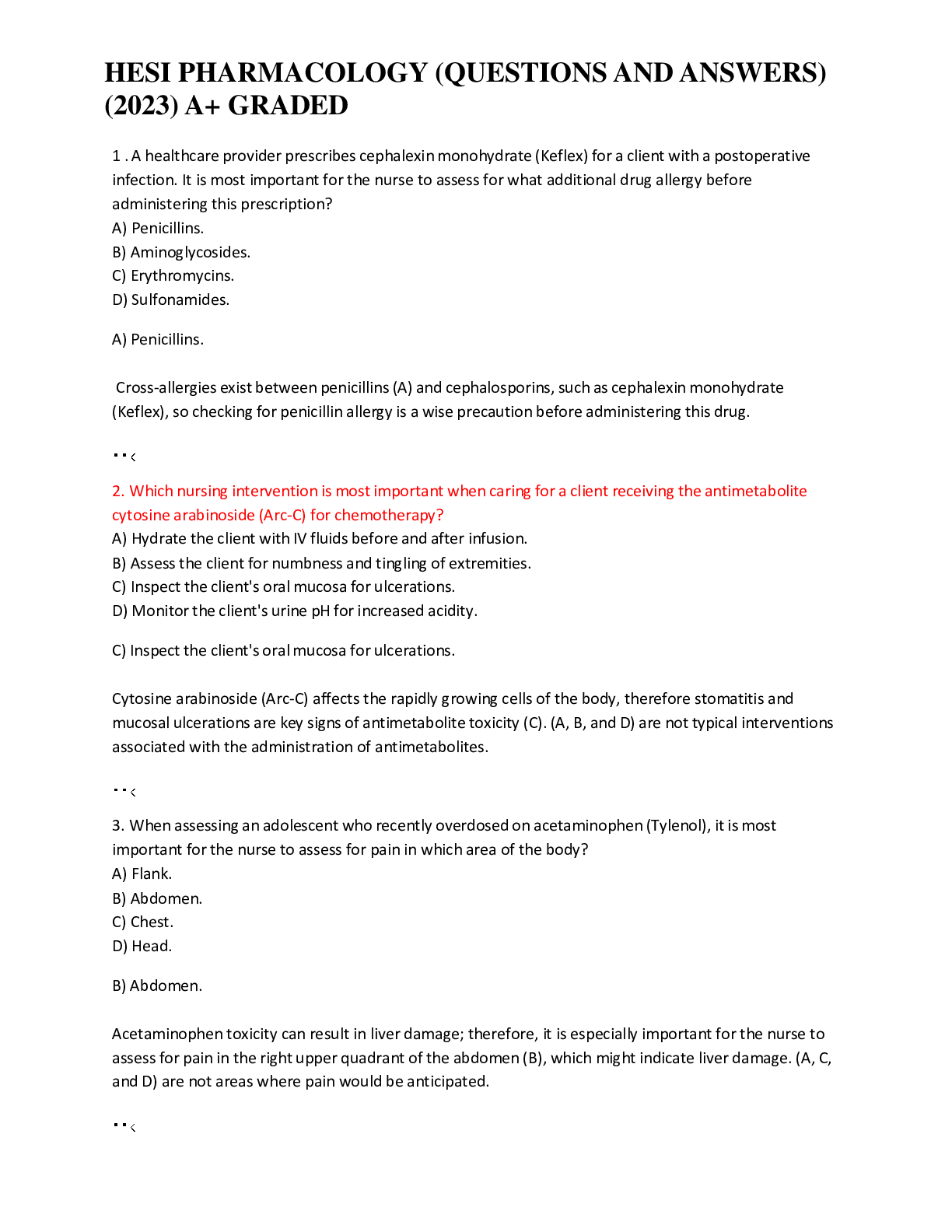 Preview image for HESI PHARMACOLOGY (QUESTIONS AND ANSWERS) (2023) A+ GRADED