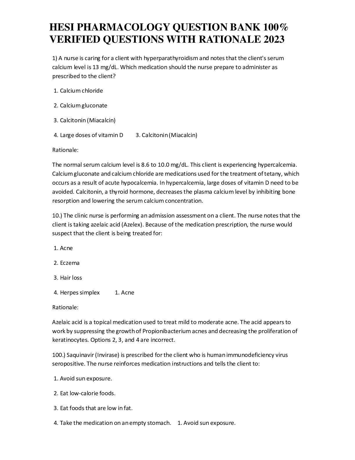 Preview image for HESI PHARMACOLOGY QUESTION BANK 100% VERIFIED QUESTIONS WITH RATIONALE 2023