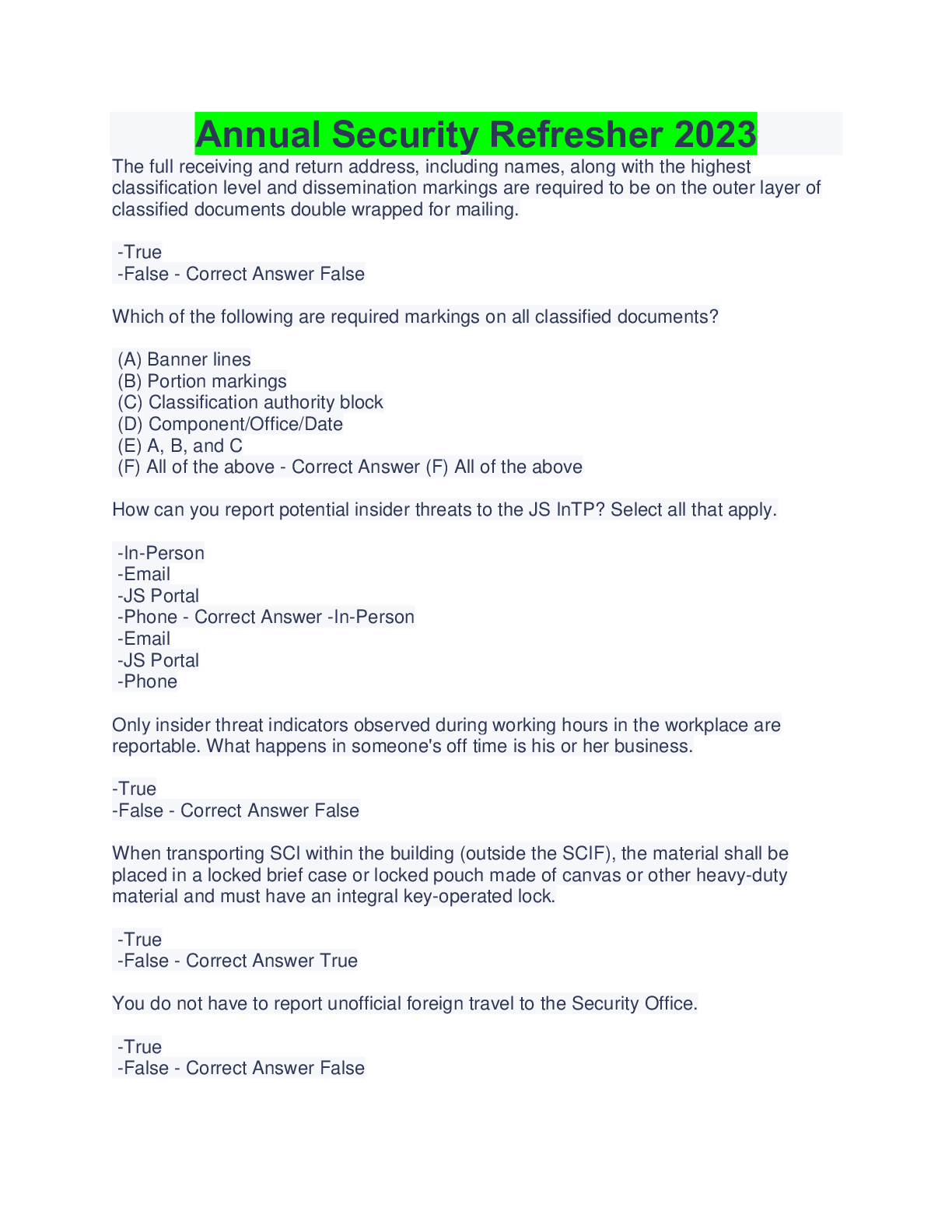 Annual Security Refresher Pretesttimeline Photos