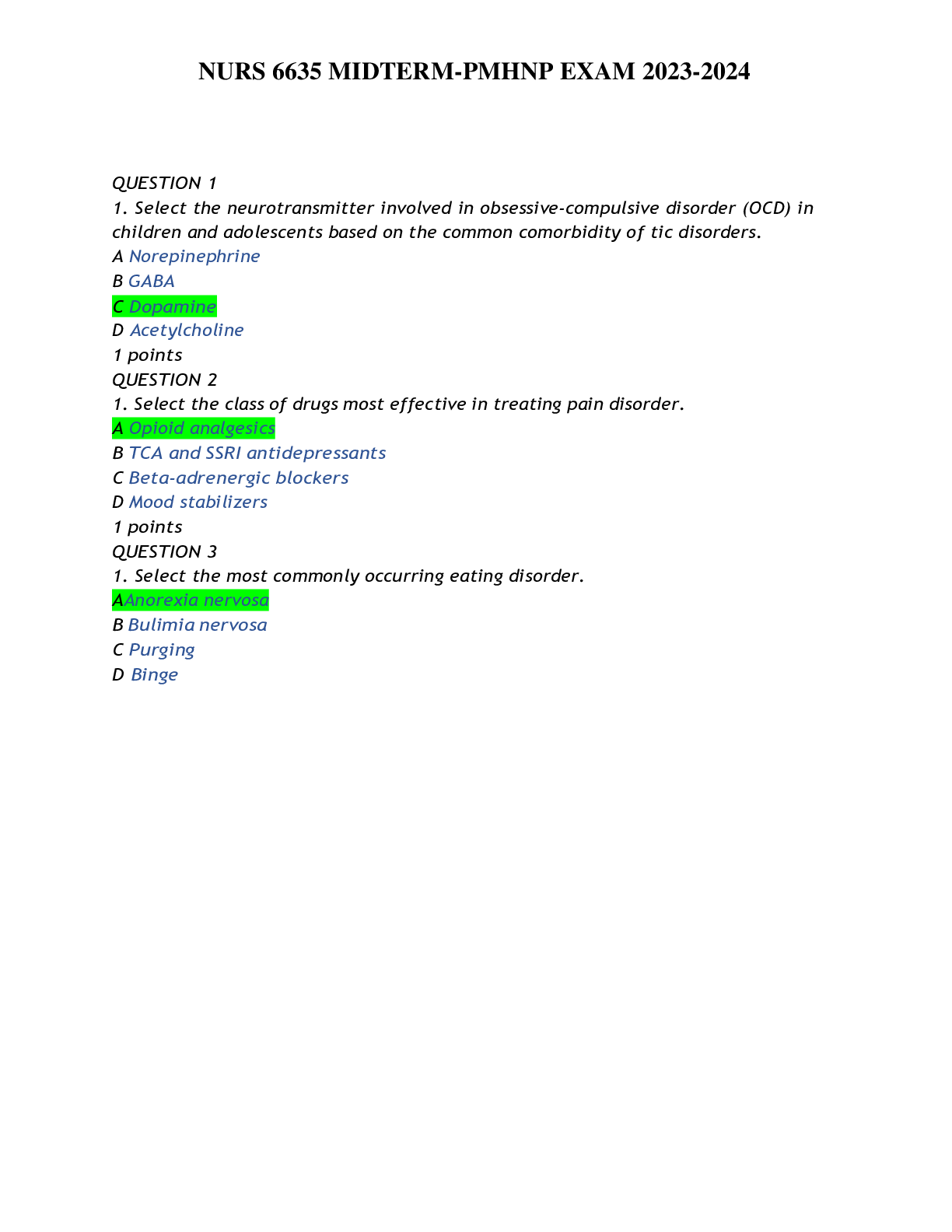 Preview image for NURS 6635 MIDTERM-PMHNP EXAM 2023-2024