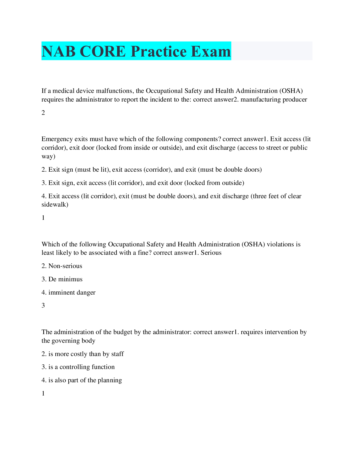 Preview image of NAB CORE Practice Exam document