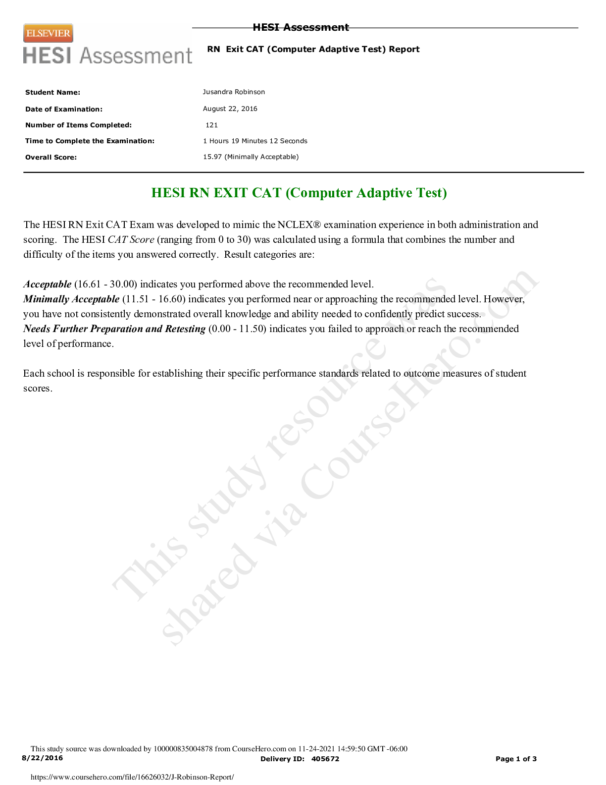 Preview image of HESI RN EXIT CAT (Computer Adaptive Test) document