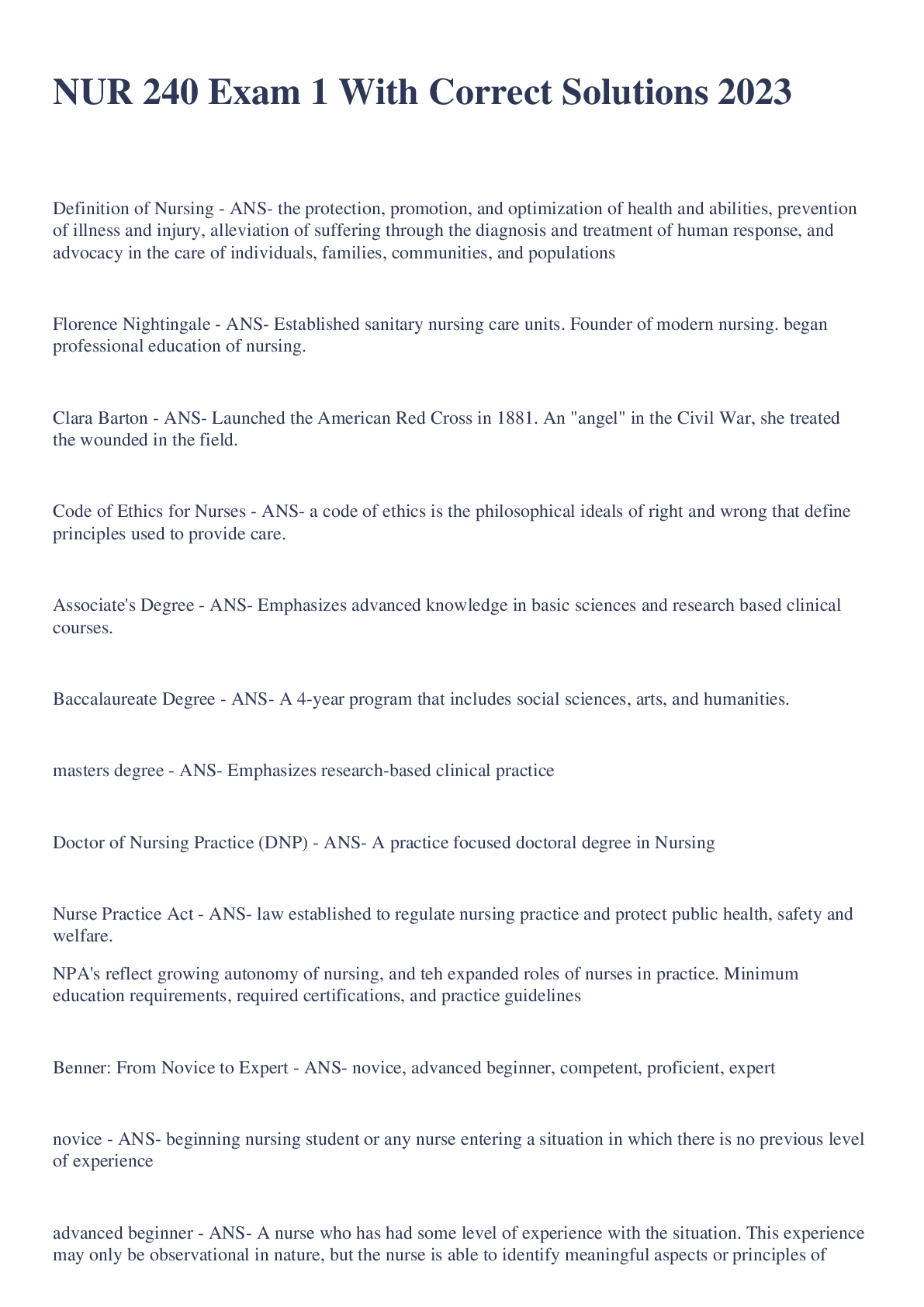 Preview image for NUR 240 Exam 1 With Correct Solutions 2023