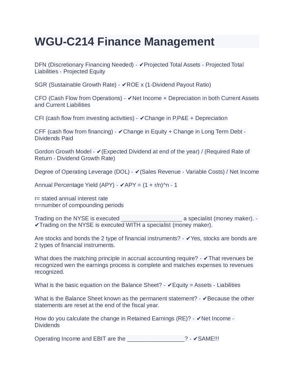 Preview image for WGU-C214 Finance Management With Verified Answers Exams for Information Technology