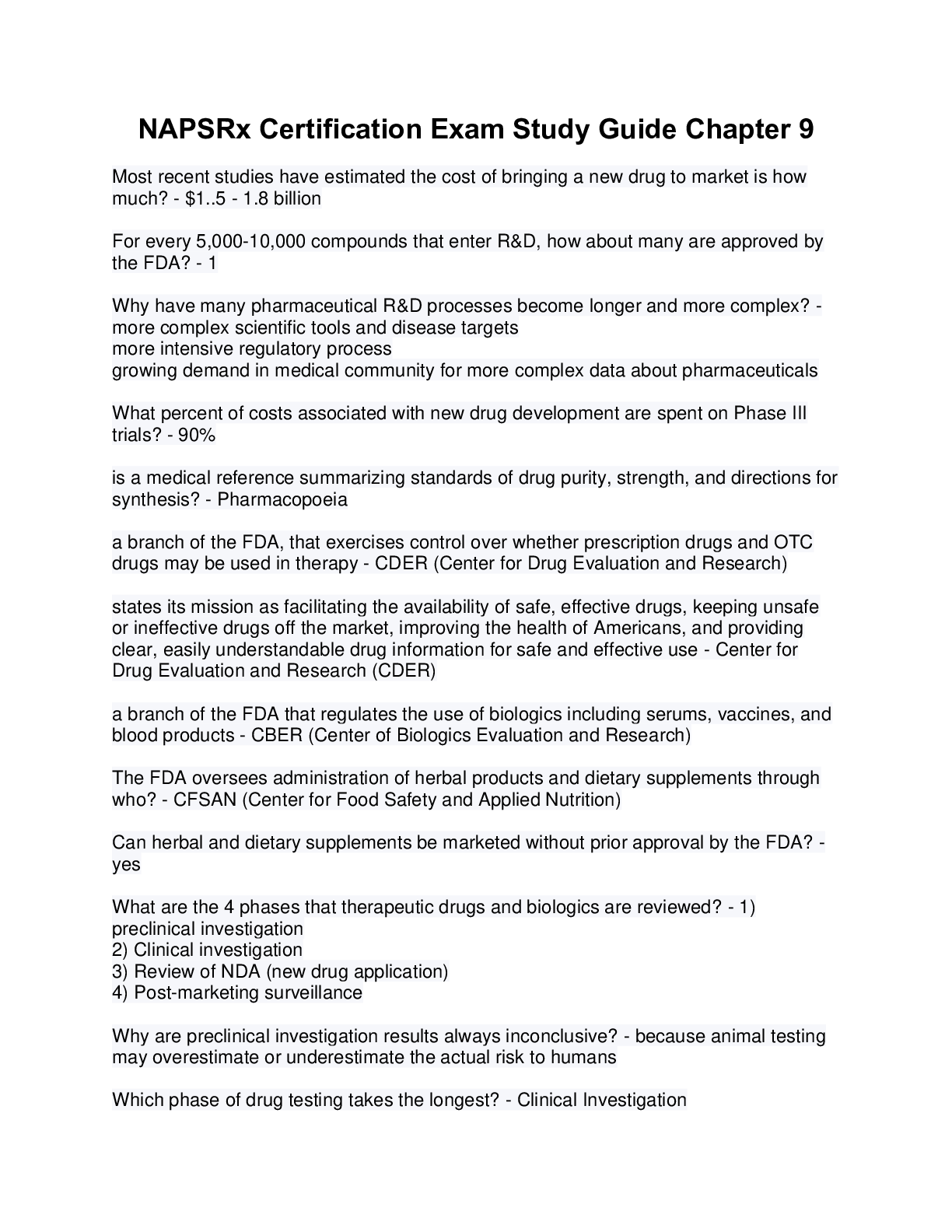 Preview image for NAPSRx Certification Exam Study Guide Chapter 9