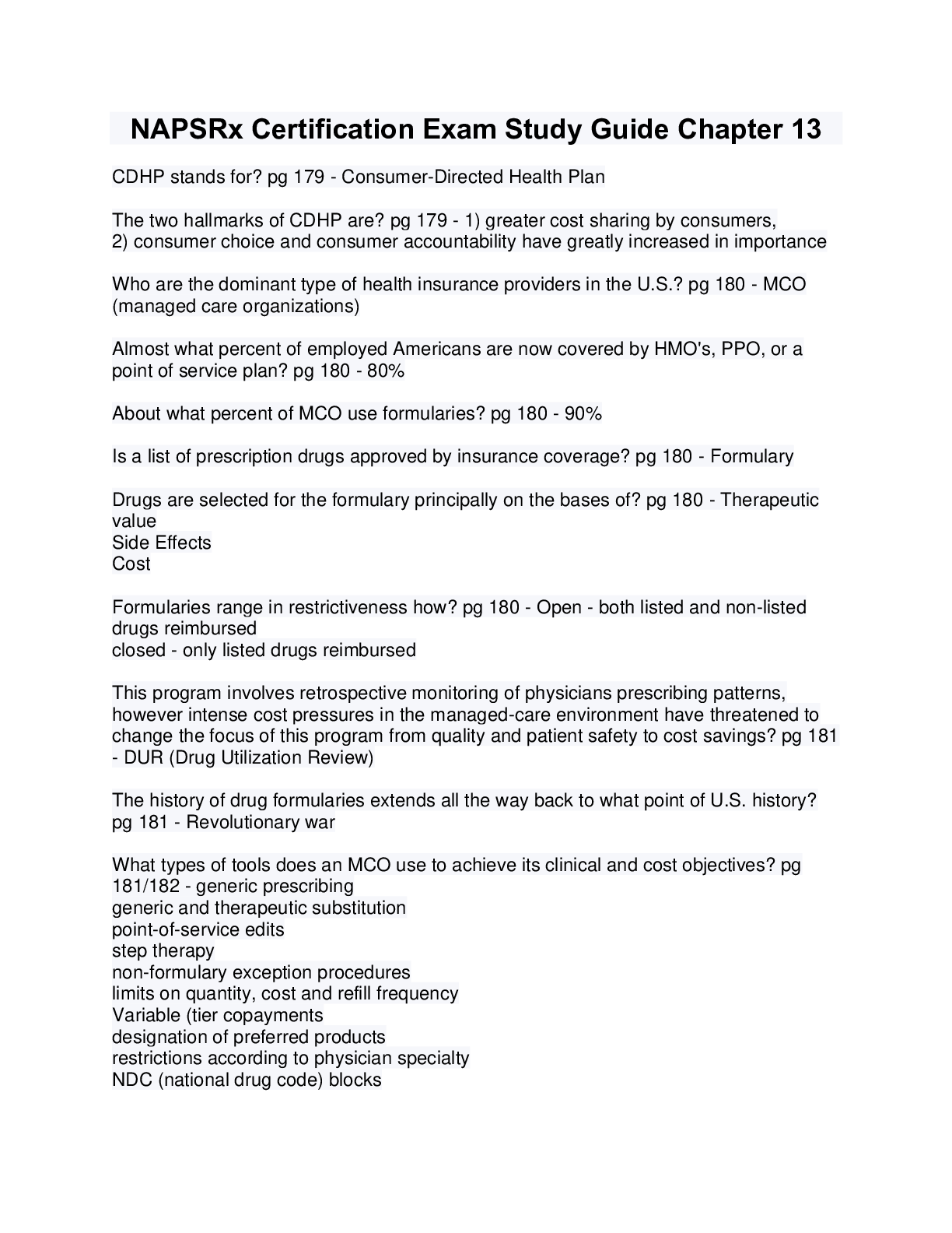 Preview image for NAPSRx Certification Exam Study Guide Chapter 13